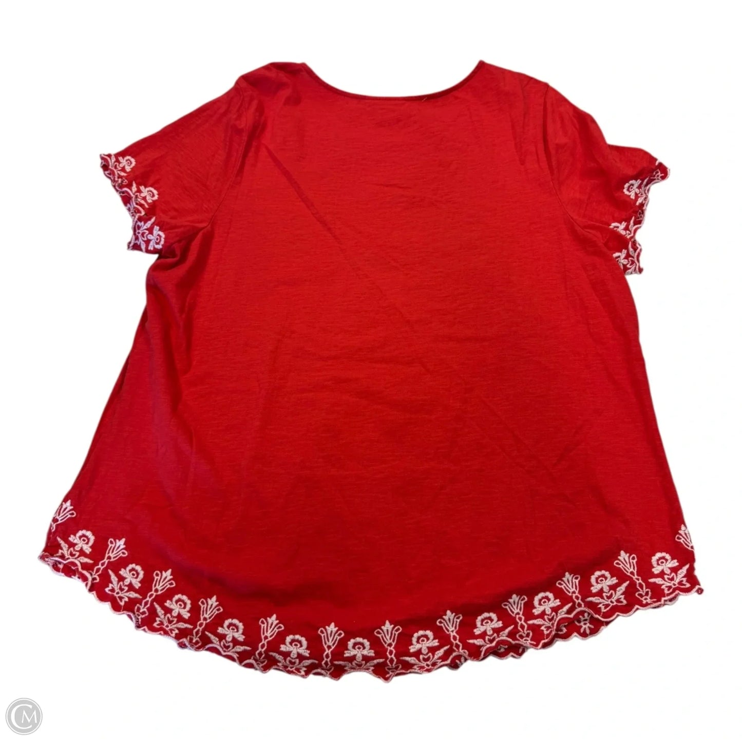 Top Short Sleeve By Charter Club In Red & White, Size: 2x