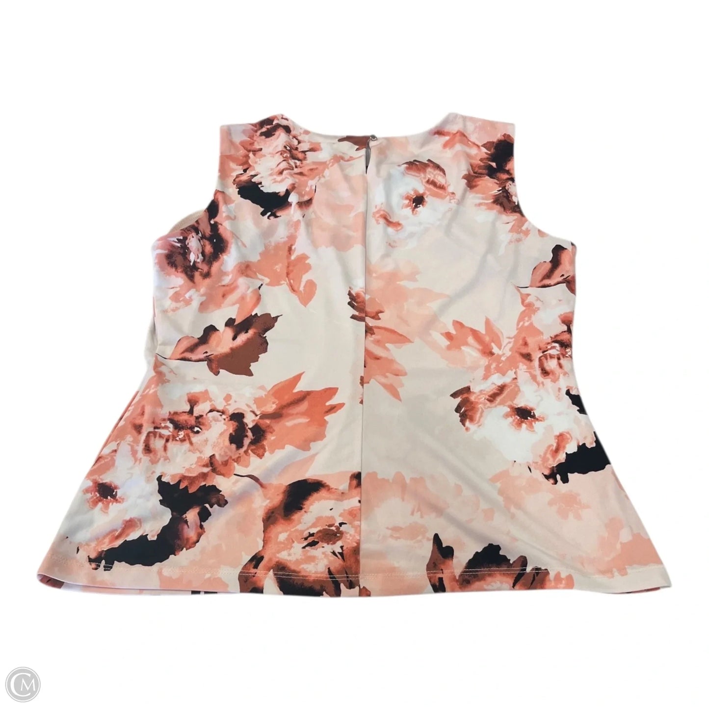 Top Sleeveless By Calvin Klein In Floral Print, Size: L