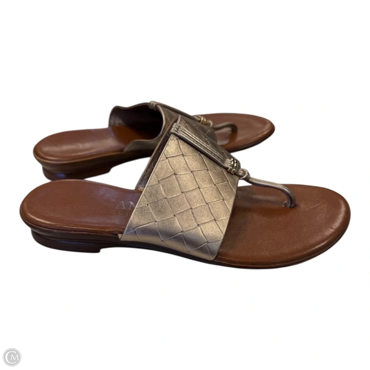 Sandals Flats By Italian Shoemakers In Brown & Gold, Size: 6.5