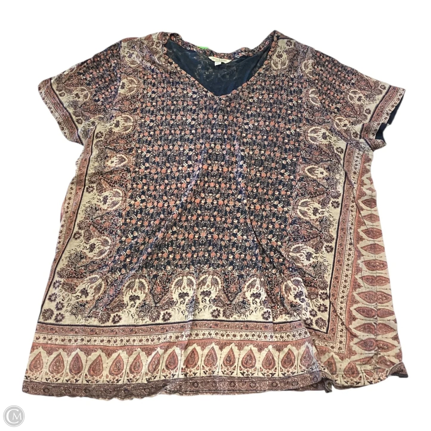 Top Short Sleeve By Lucky Brand In Blue & Orange, Size: 2x