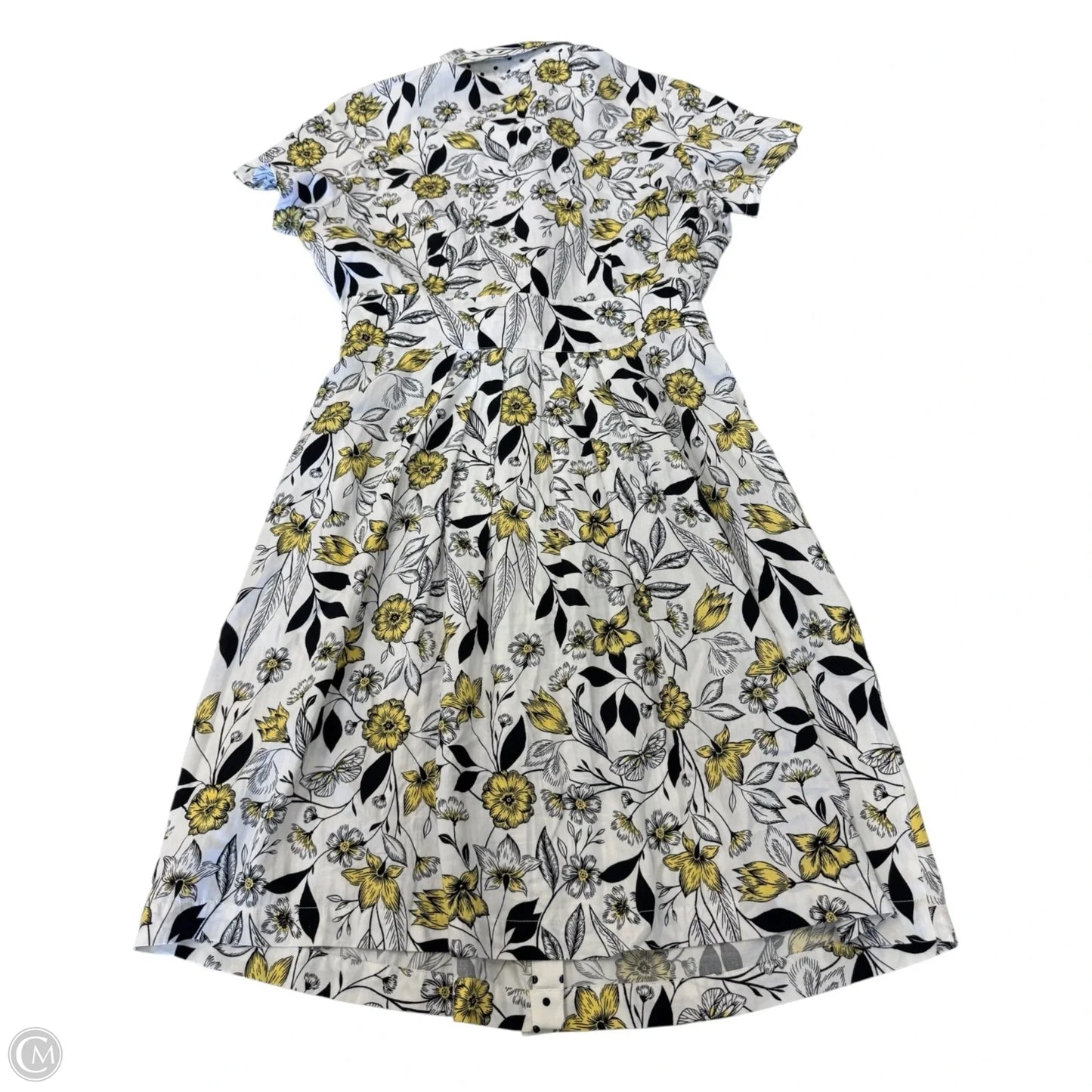 Dress Casual Maxi By Foxcroft In White & Yellow, Size: 12