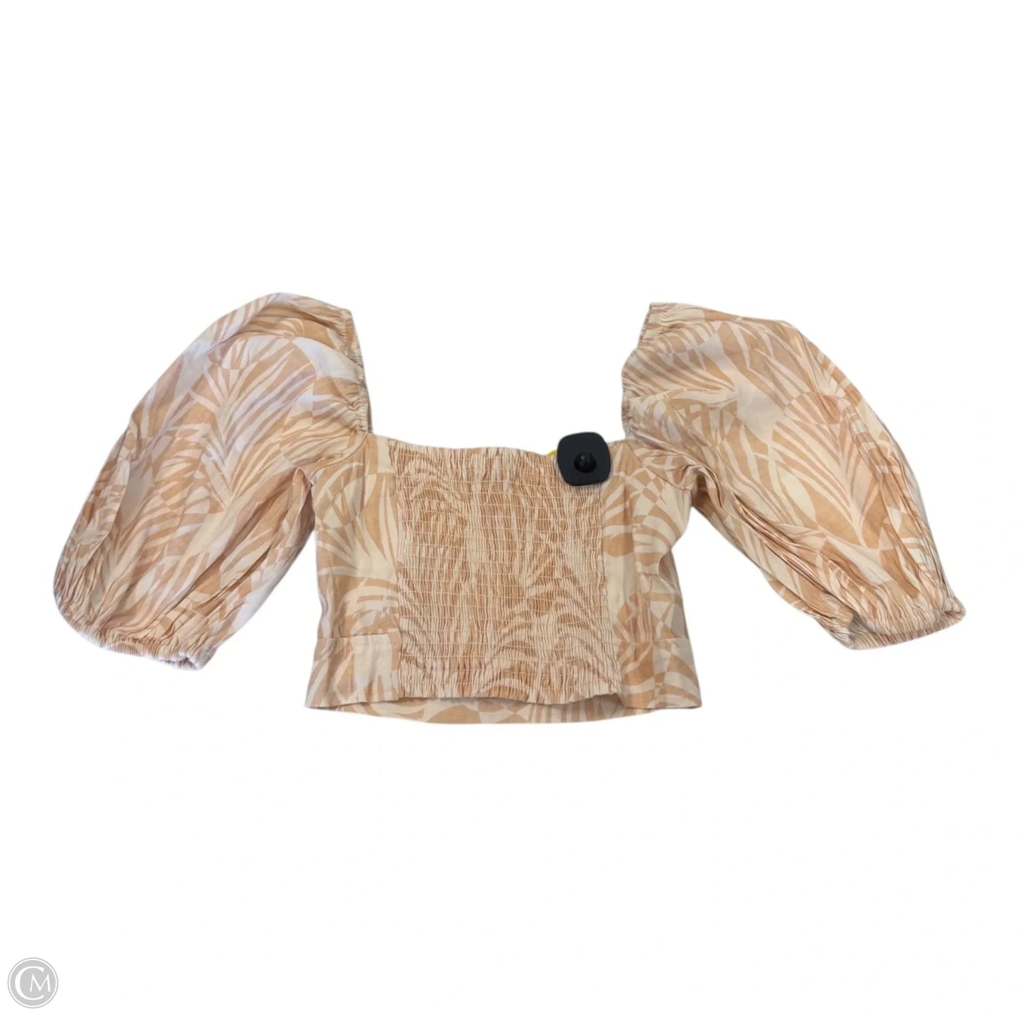 Top Short Sleeve By Shore In Cream & Tan, Size: S
