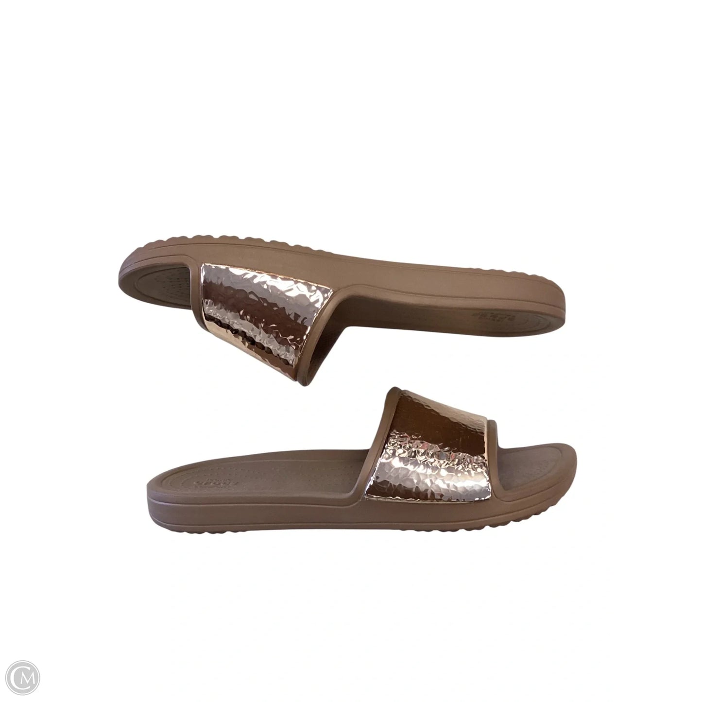 Sandals Flats By Crocs In Bronze, Size: 7