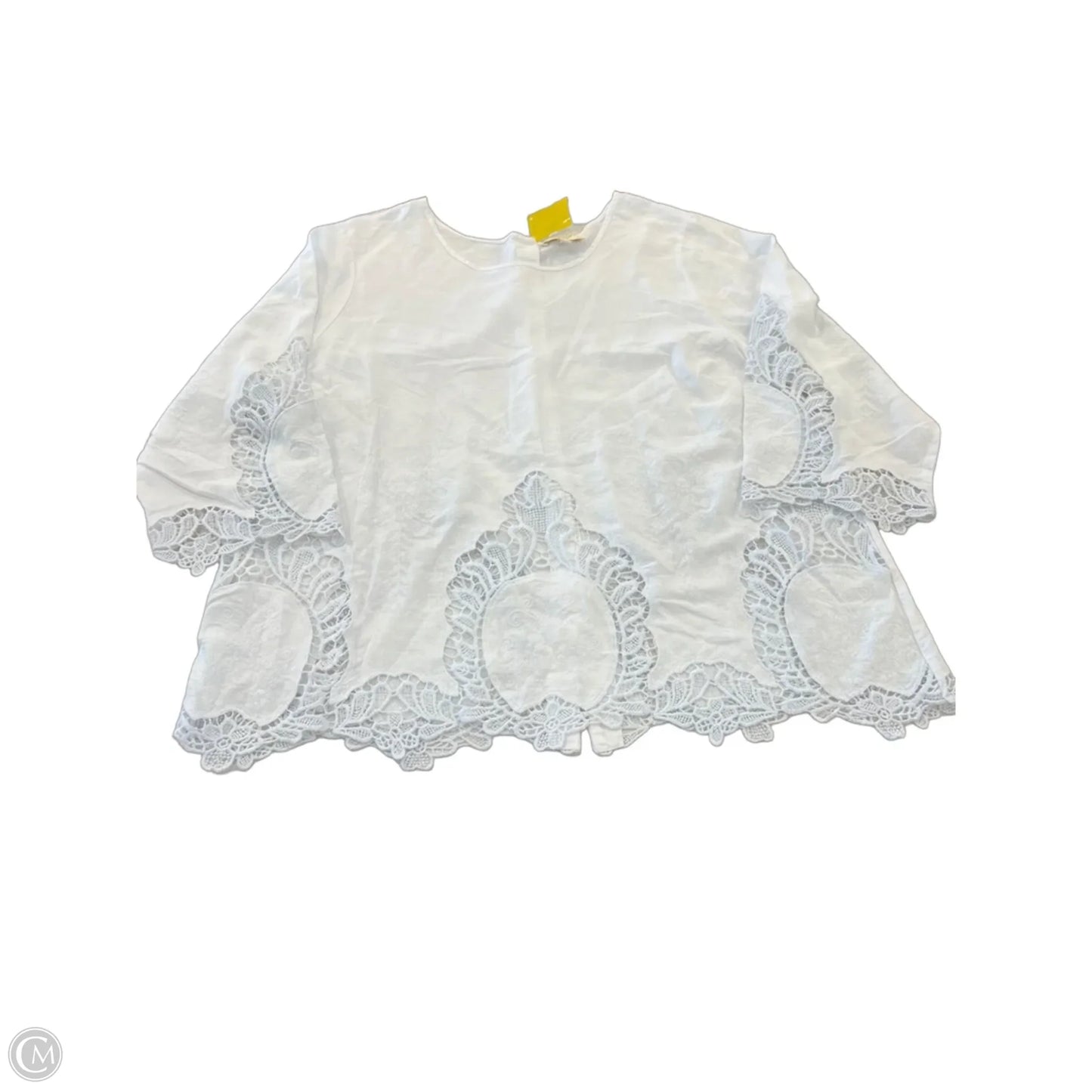 Top 3/4 Sleeve By Cynthia Rowley In White, Size: 1x