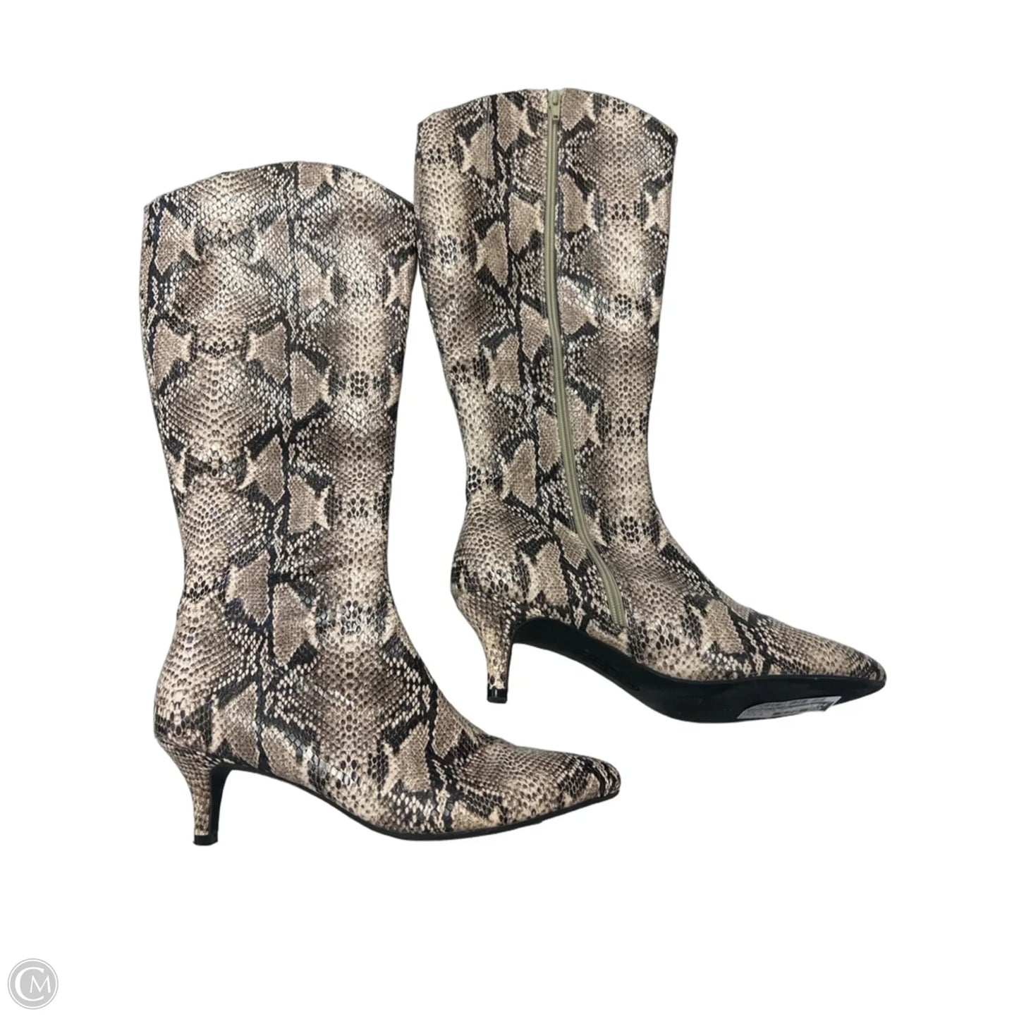 Boots Knee Heels By Andrew Gellar In Snakeskin Print, Size: 9.5
