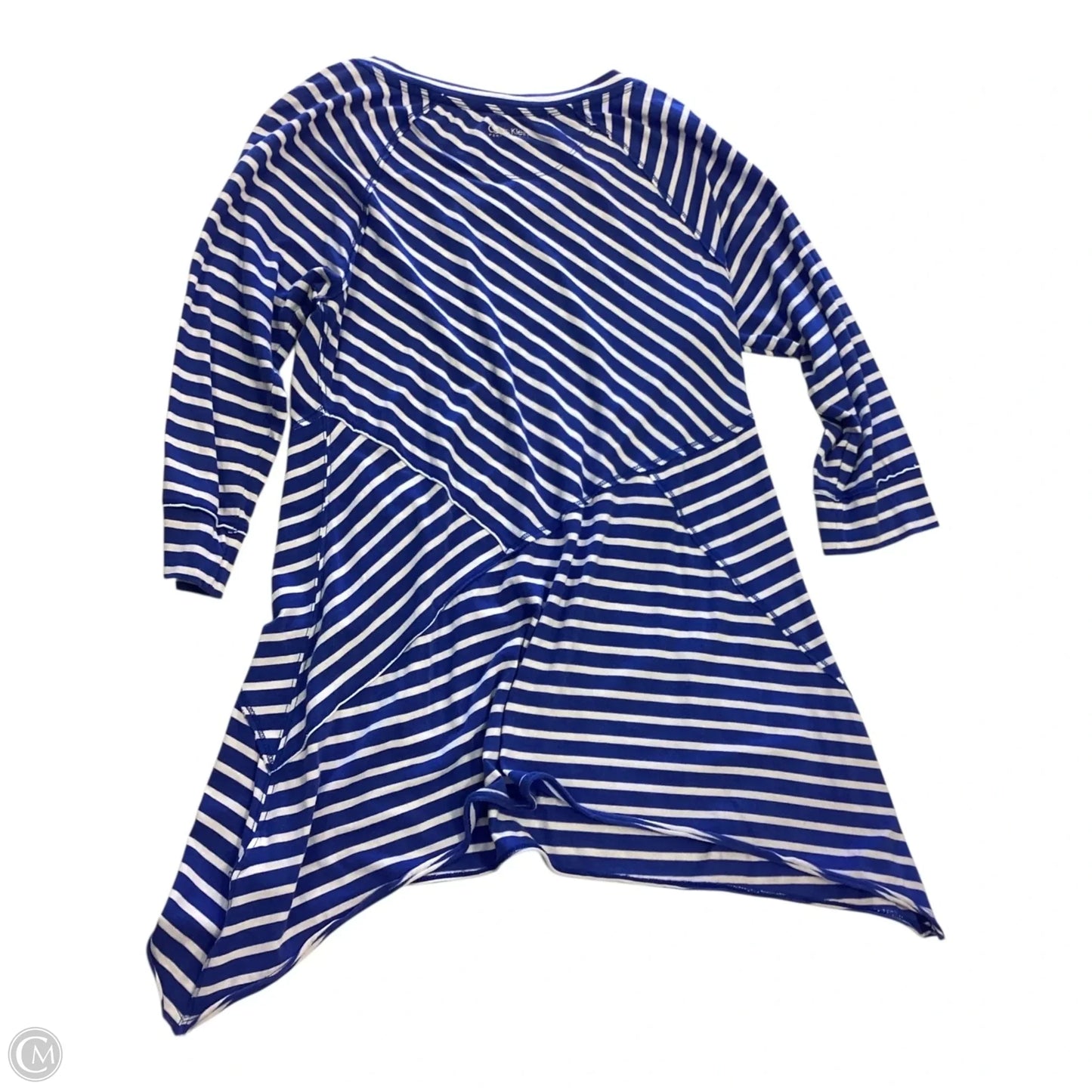 Top Long Sleeve By Calvin Klein In Striped Pattern, Size: L