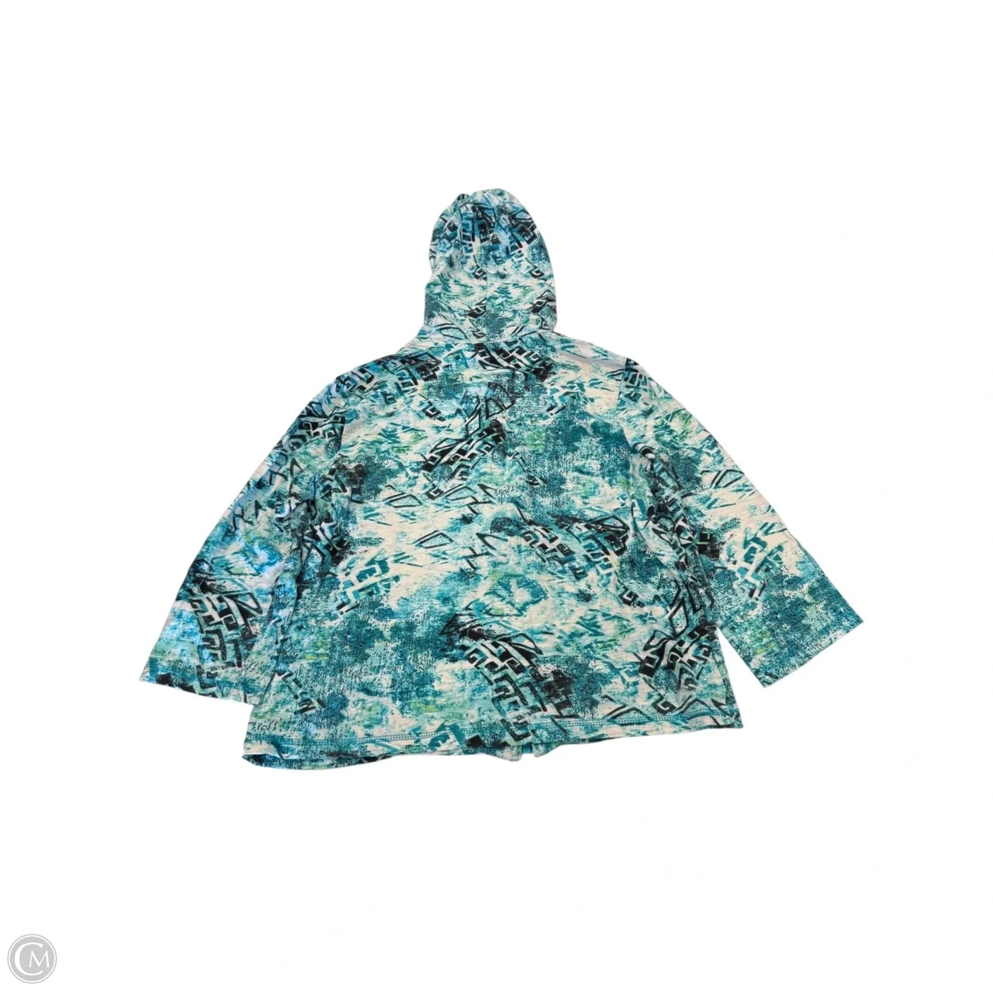 Sweatshirt Hoodie By Chicos Private Collection In Blue & Green, Size: M