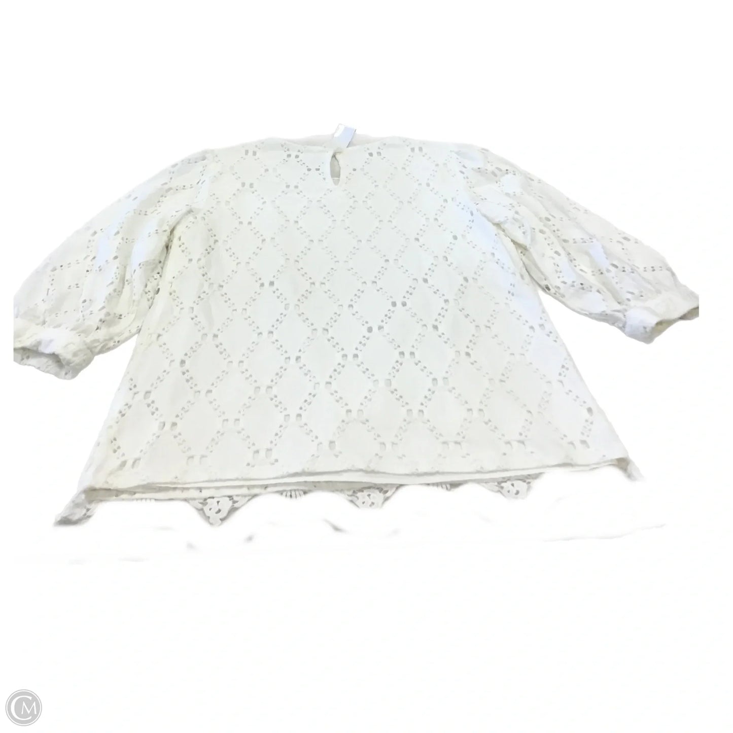 Top 3/4 Sleeve Designer By Karl Lagerfeld In White, Size: M