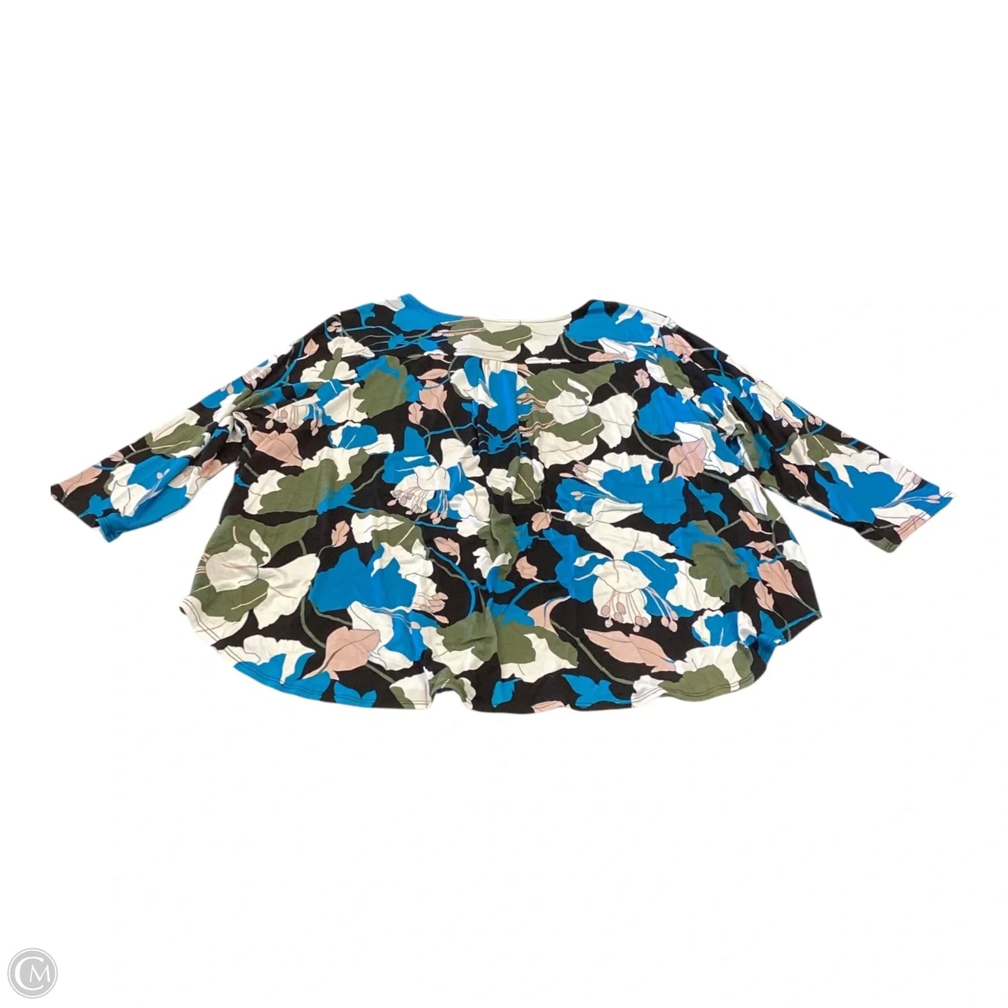 Top 3/4 Sleeve By Philosophy In Floral Print, Size: 2x