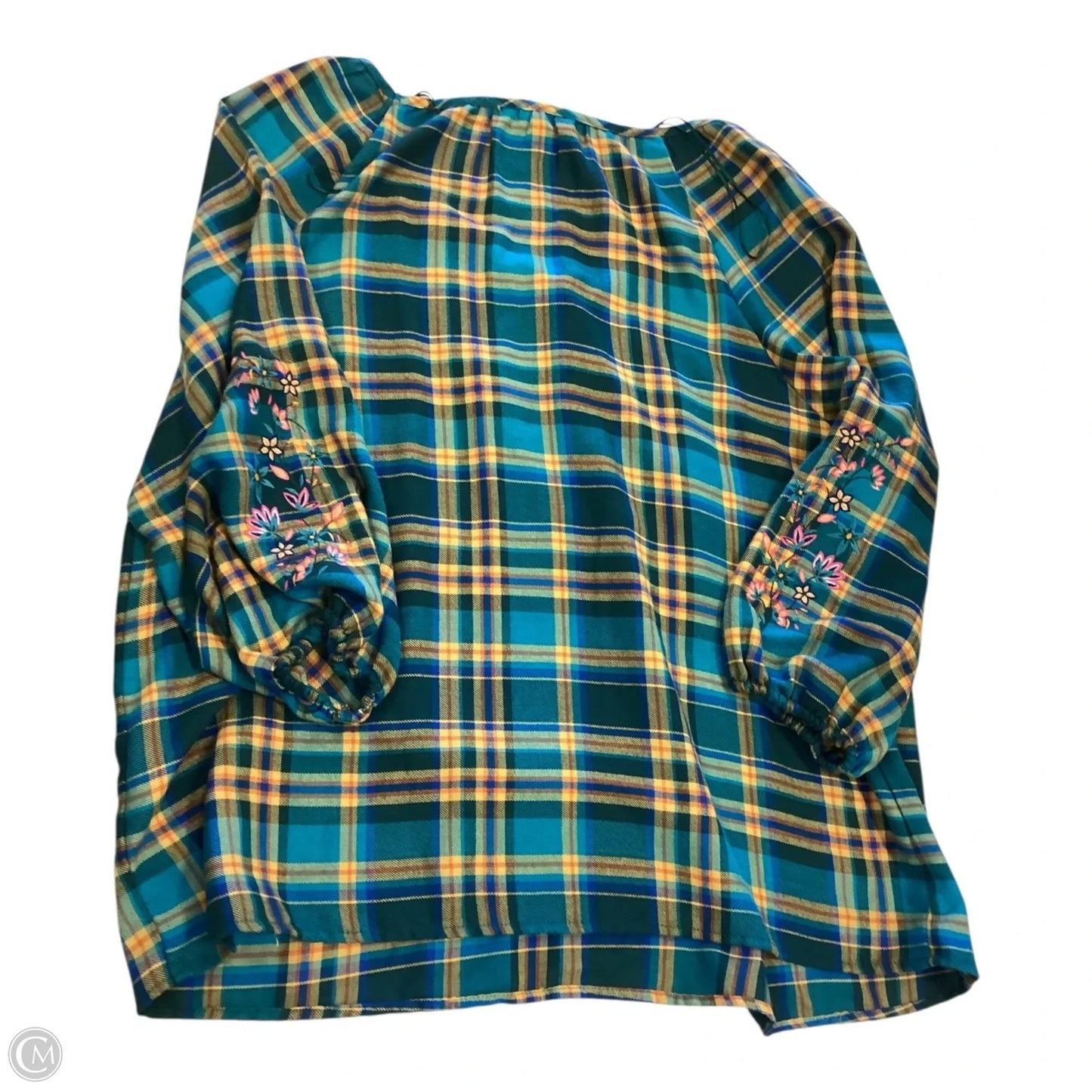 Top 3/4 Sleeve By The Pioneer Woman In Plaid Pattern, Size: 3x