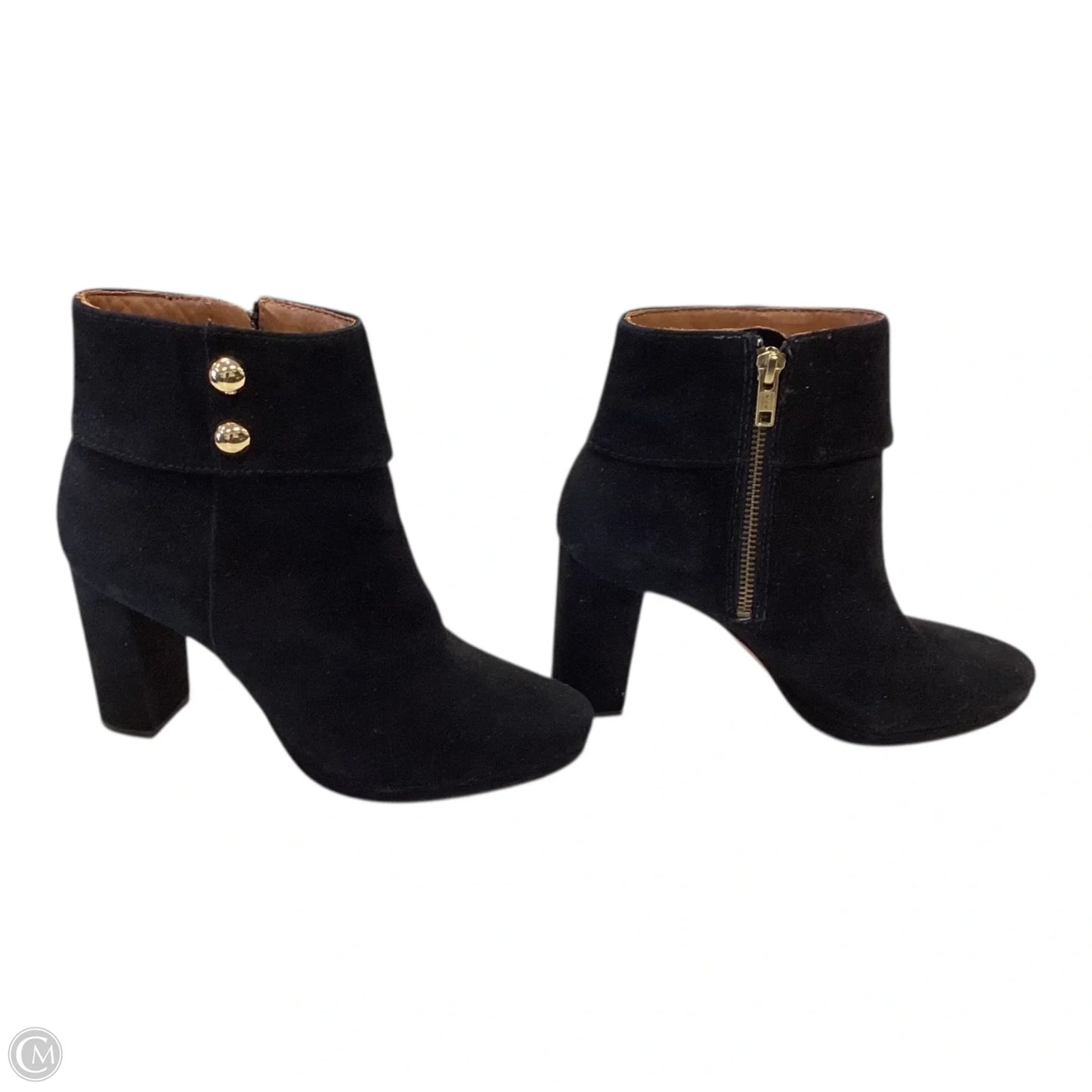 Boots Designer By Kate Spade In Black & Gold, Size: 6.5