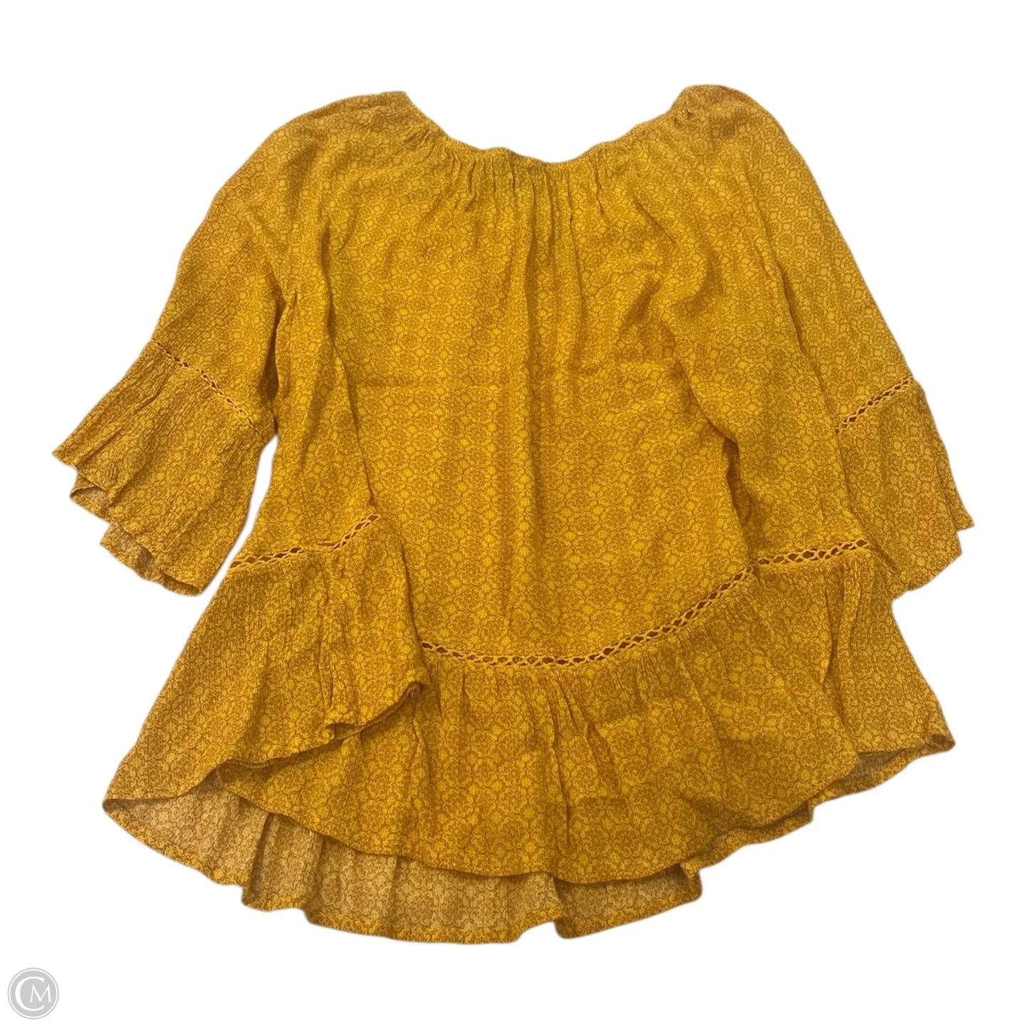 Top 3/4 Sleeve By Democracy In Yellow, Size: Xl