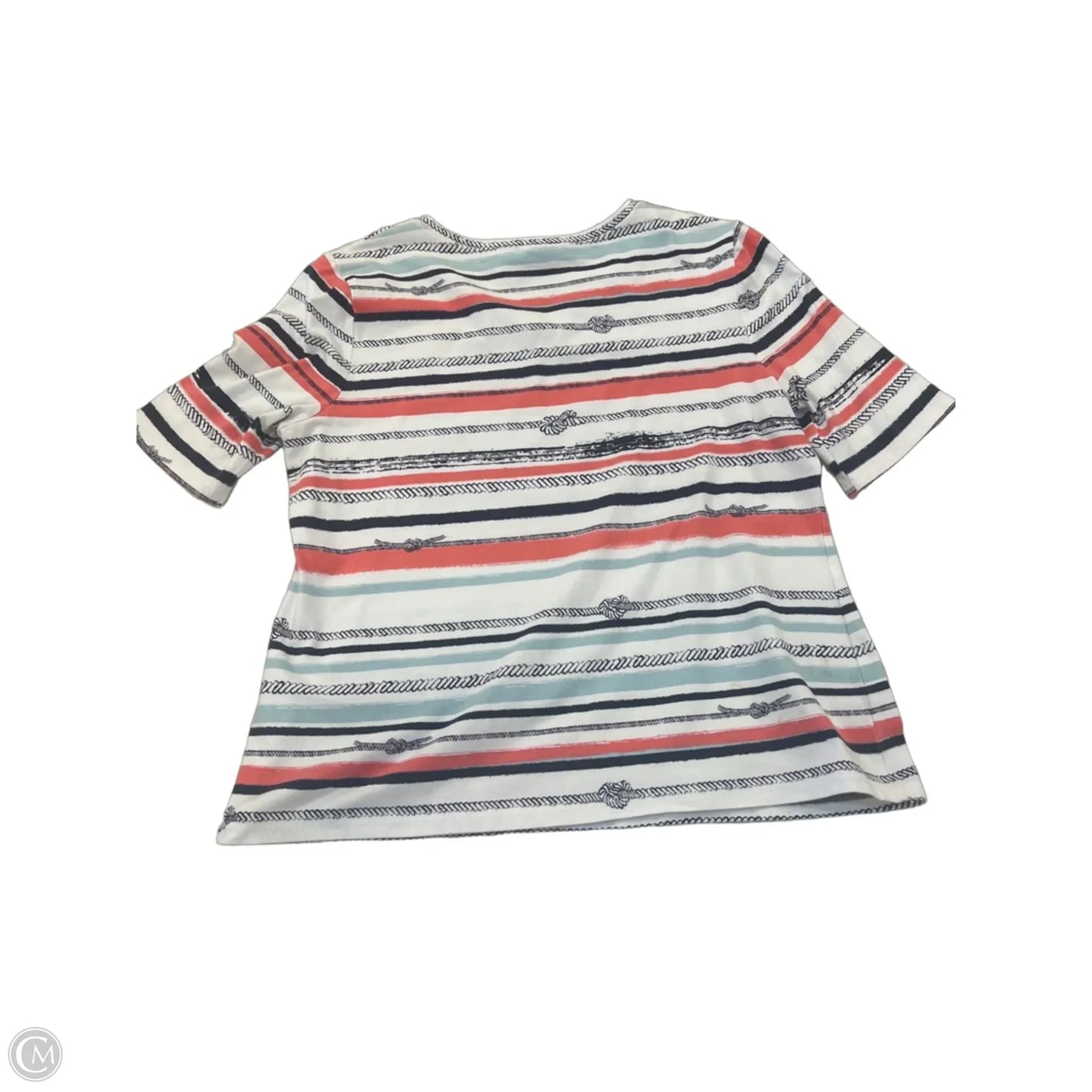 Top Short Sleeve By Chicos In Striped Pattern, Size: M