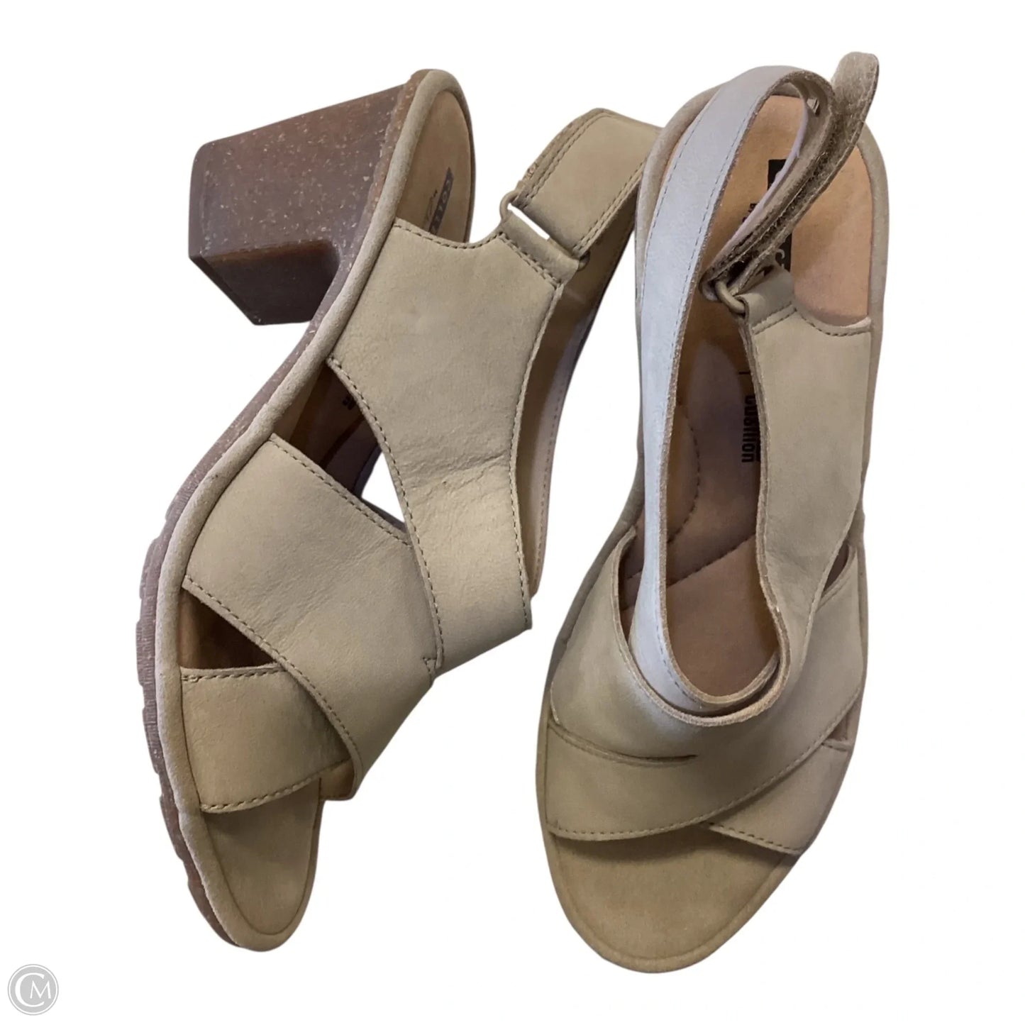 Sandals Heels Block By Clarks In Tan, Size: 9