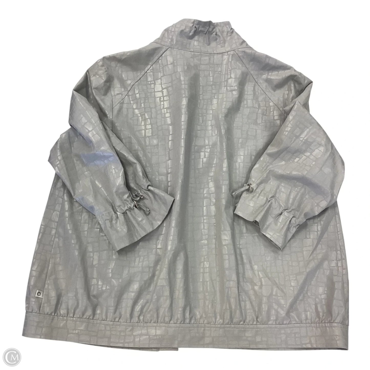 Jacket Windbreaker By Chicos In Grey, Size: L