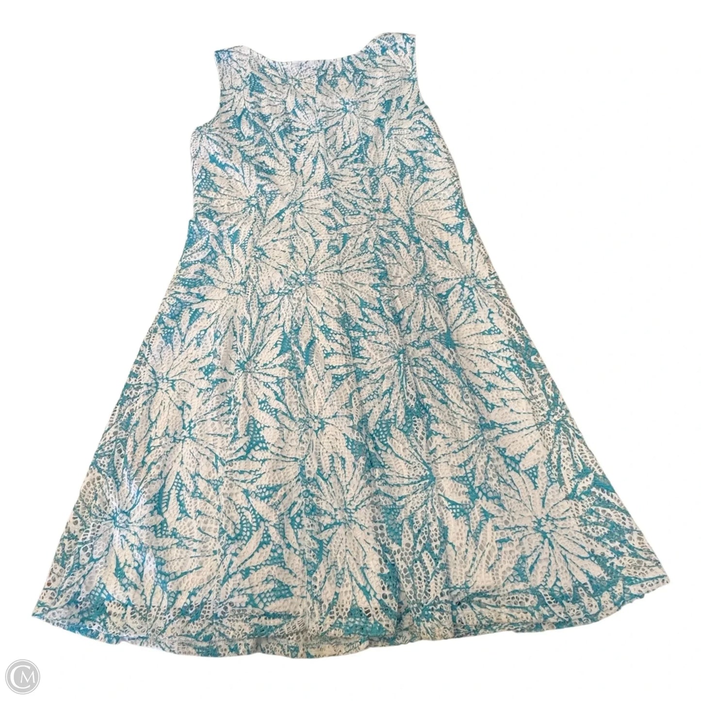 Dress Casual Midi By Perceptions In Blue & White, Size: L