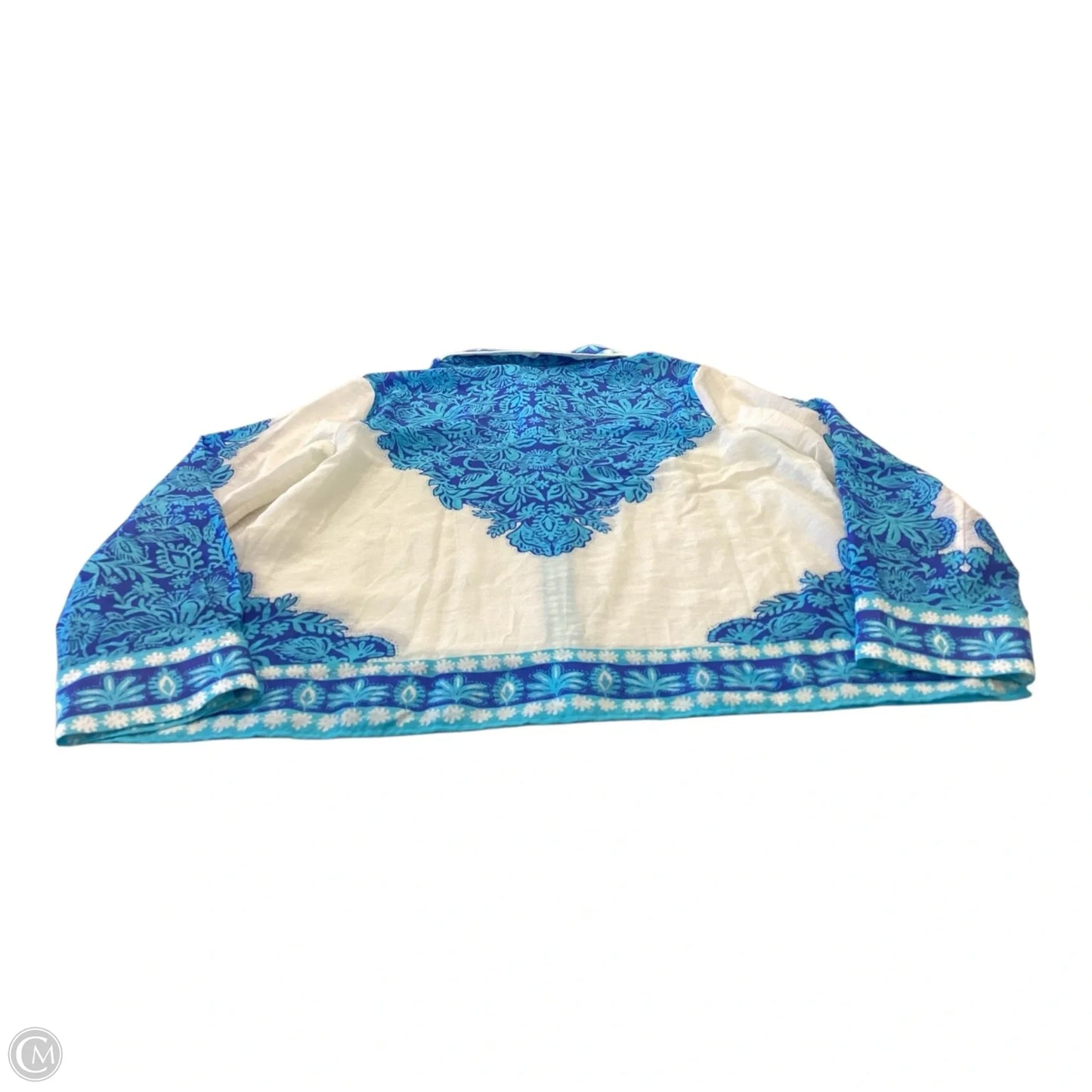 Top Long Sleeve Designer By Lilly Pulitzer In Blue & White, Size: Xl