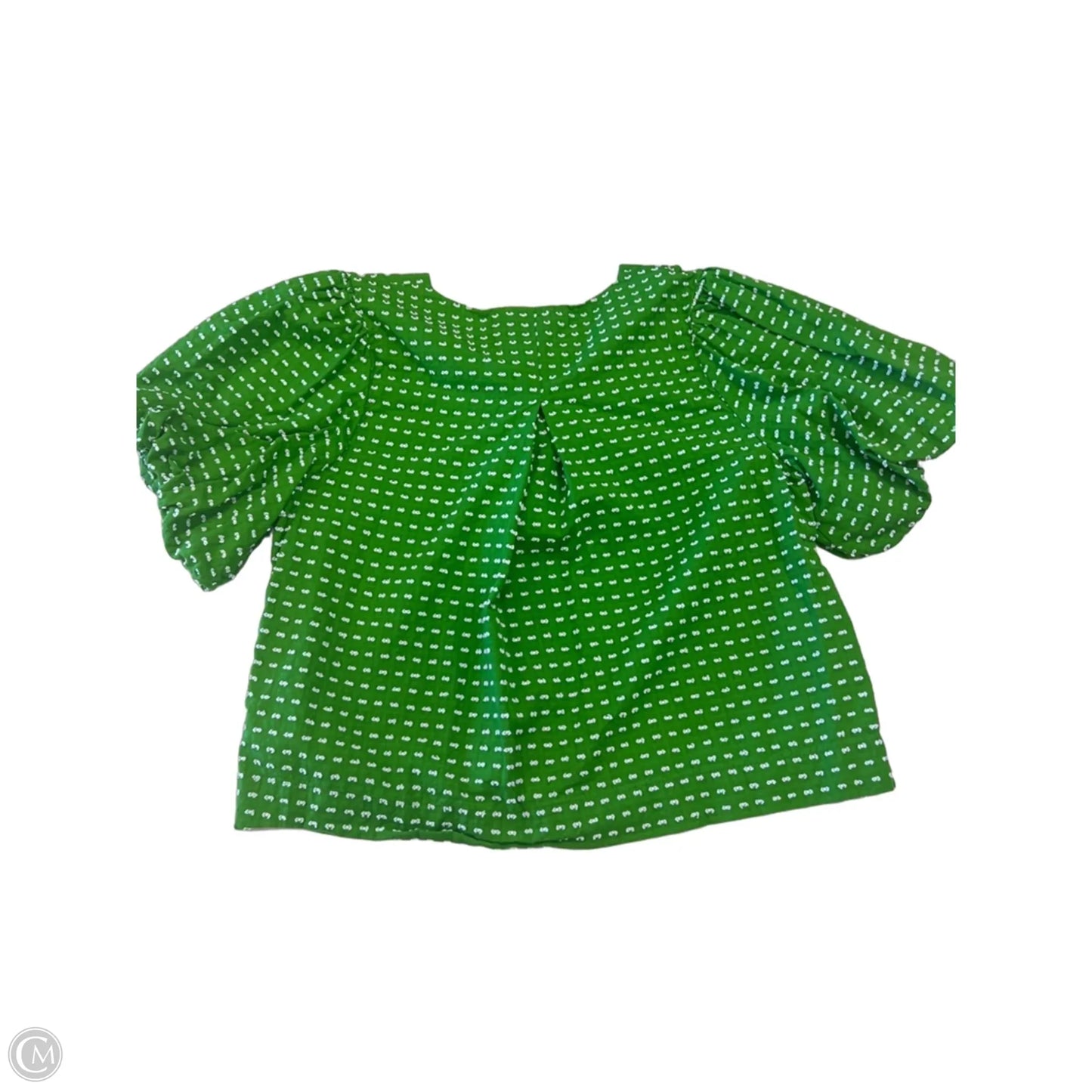 Top Short Sleeve Designer By Kate Spade In Green & White, Size: M