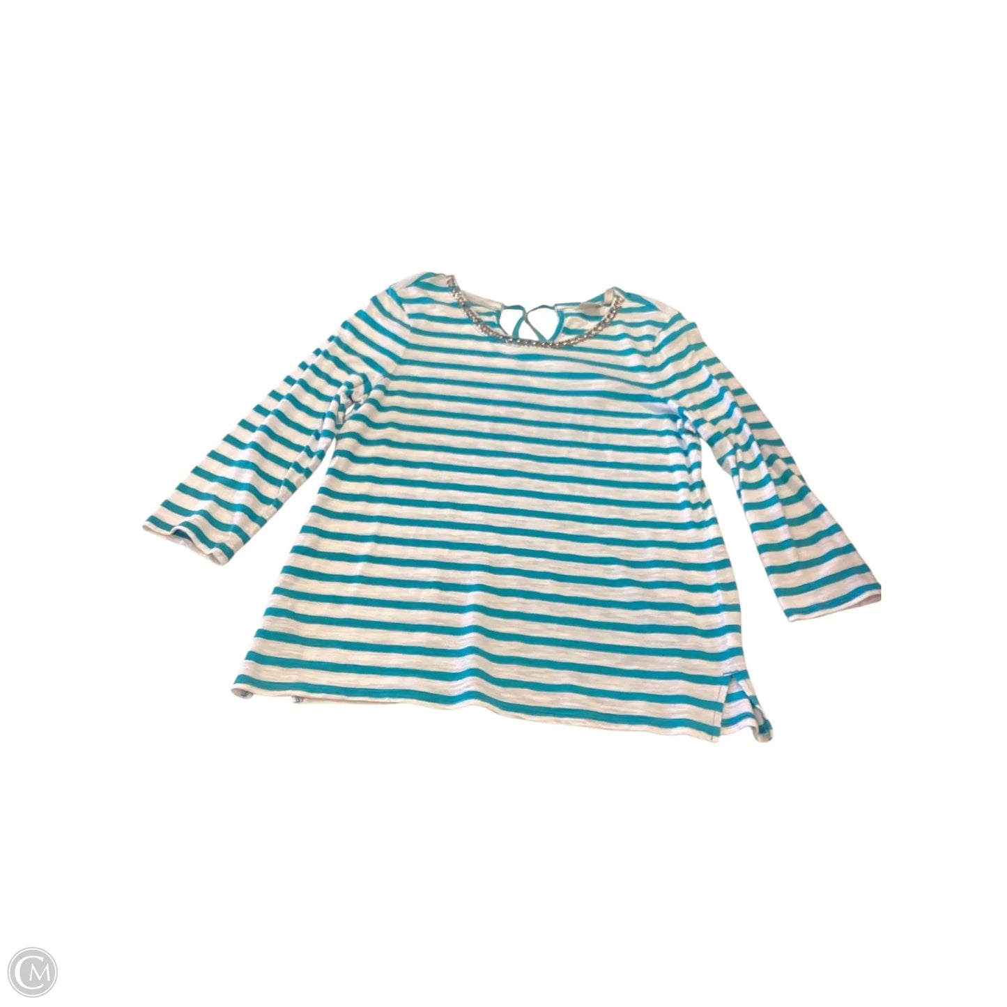 Top 3/4 Sleeve By Chicos In Striped, Size: 1