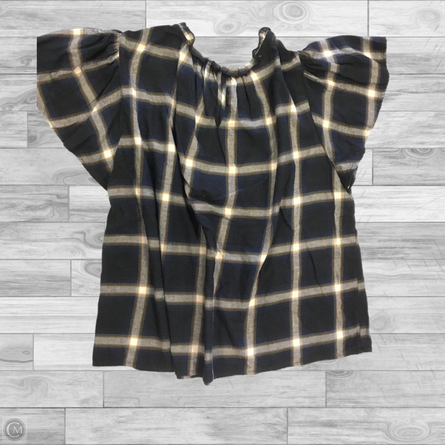 Top Short Sleeve By Time And Tru In Plaid Pattern, Size: Xl