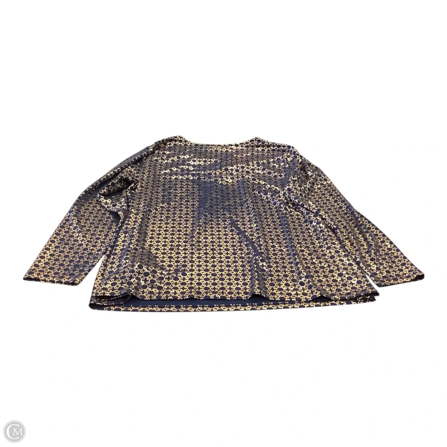 Top Long Sleeve By Michael By Michael Kors In Blue & Gold, Size: 1x