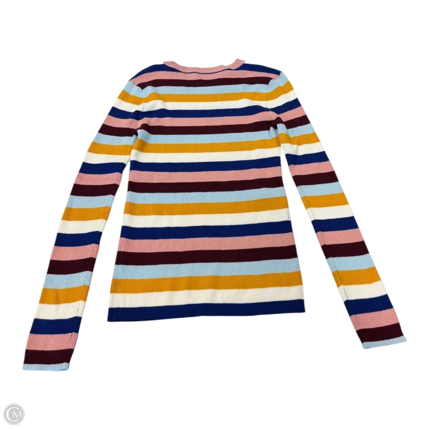 Top Long Sleeve By Halogen In Striped Pattern, Size: M