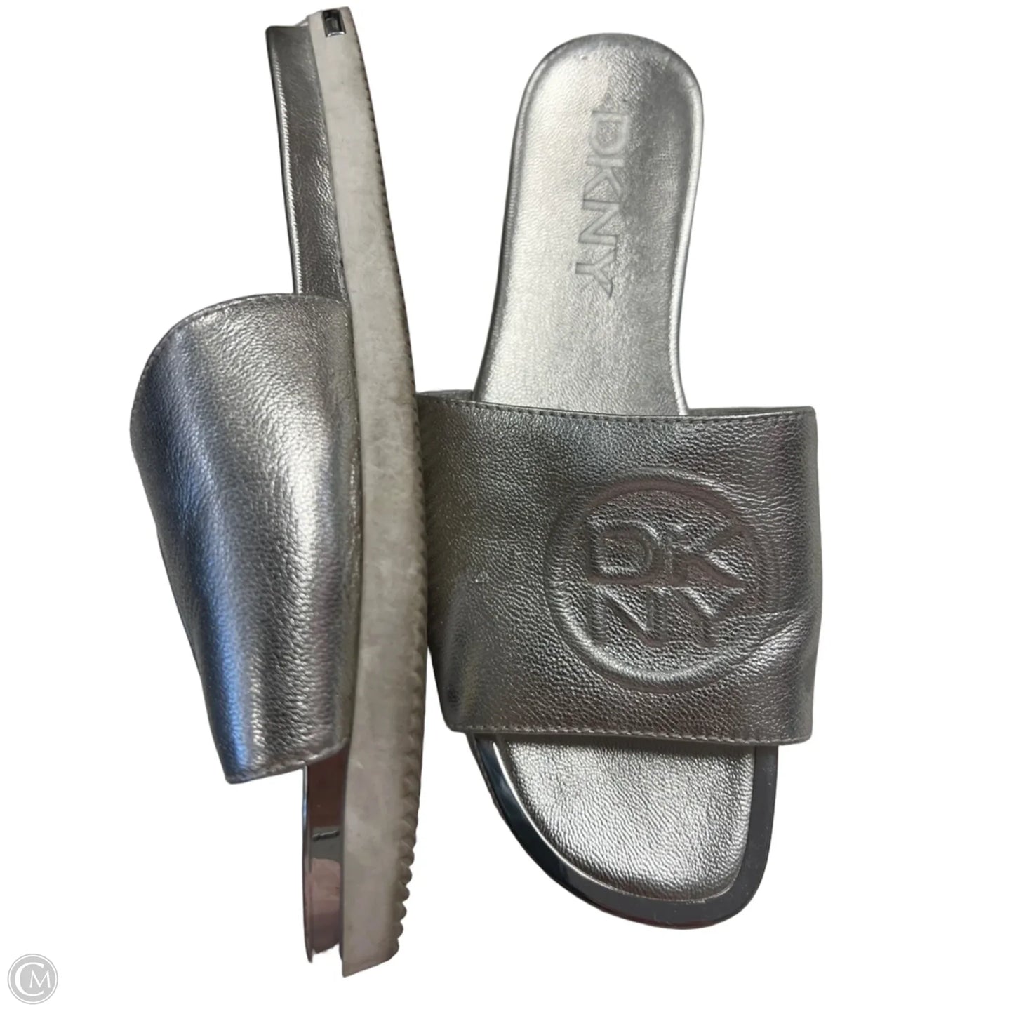 Sandals Flats By Dkny In Silver, Size: 8.5