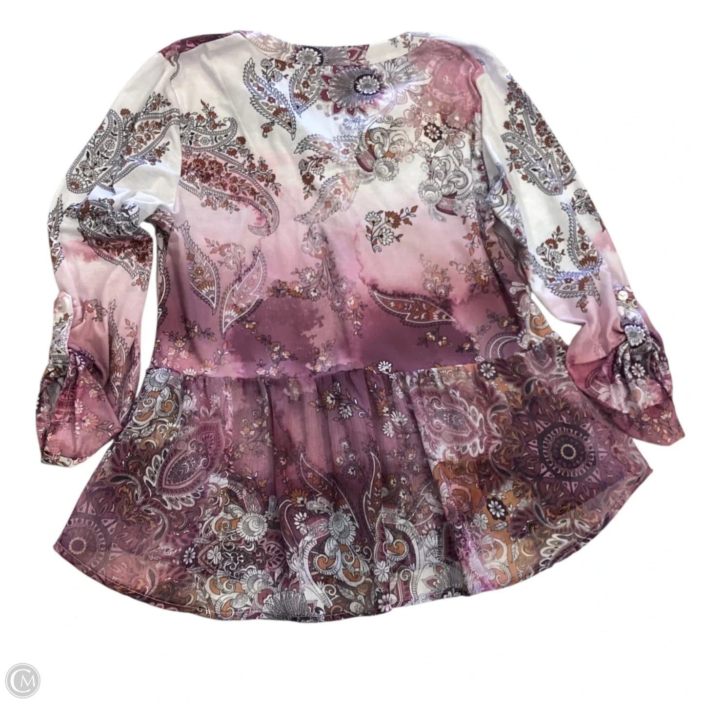 Top Long Sleeve By Croft And Barrow In Pink & White, Size: S