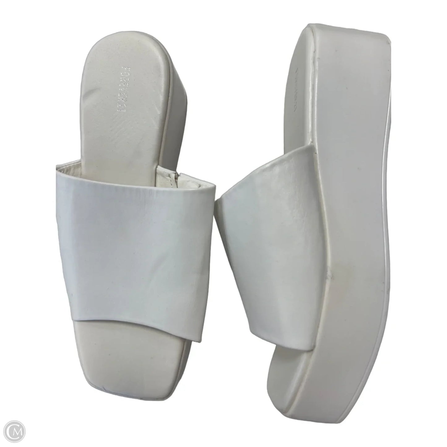 Sandals Heels Block By Forever 21 In White, Size: 8.5