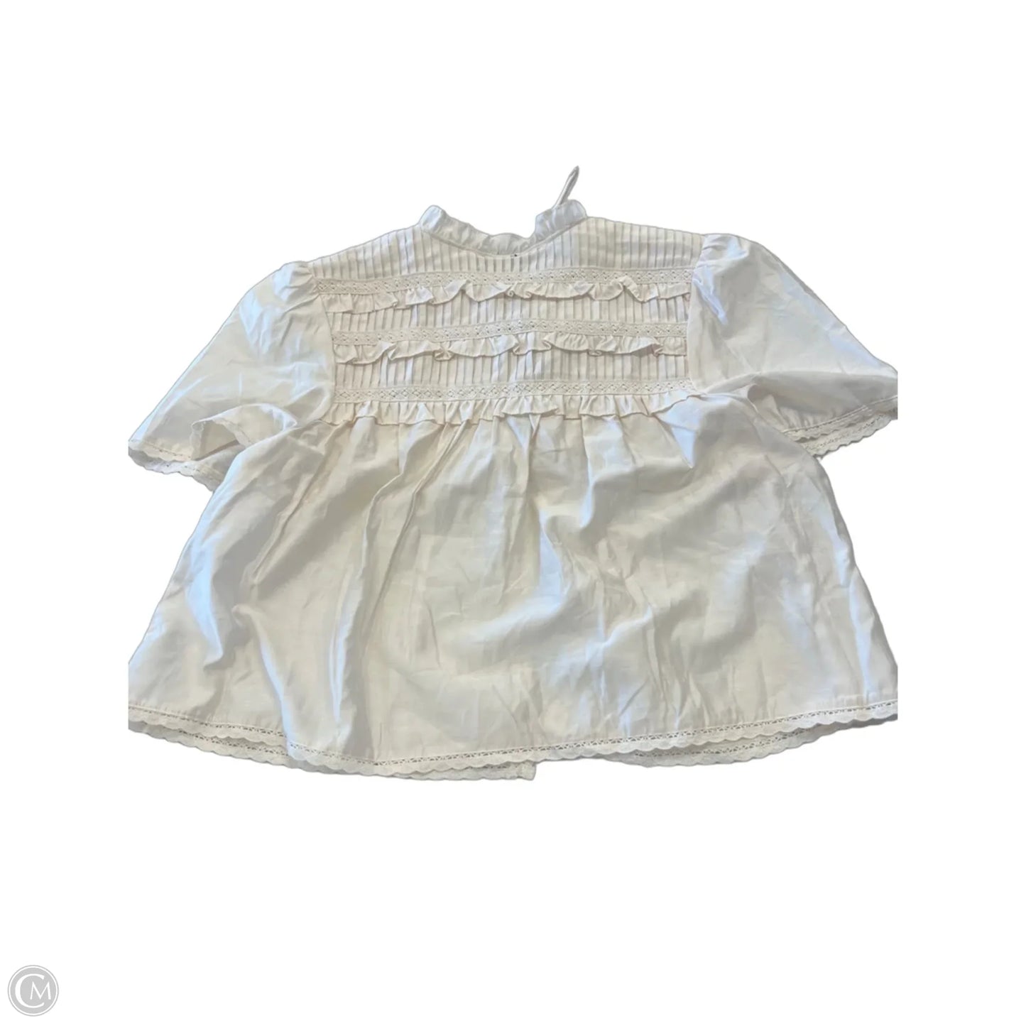 Blouse Short Sleeve By Scoop In Cream, Size: Xl