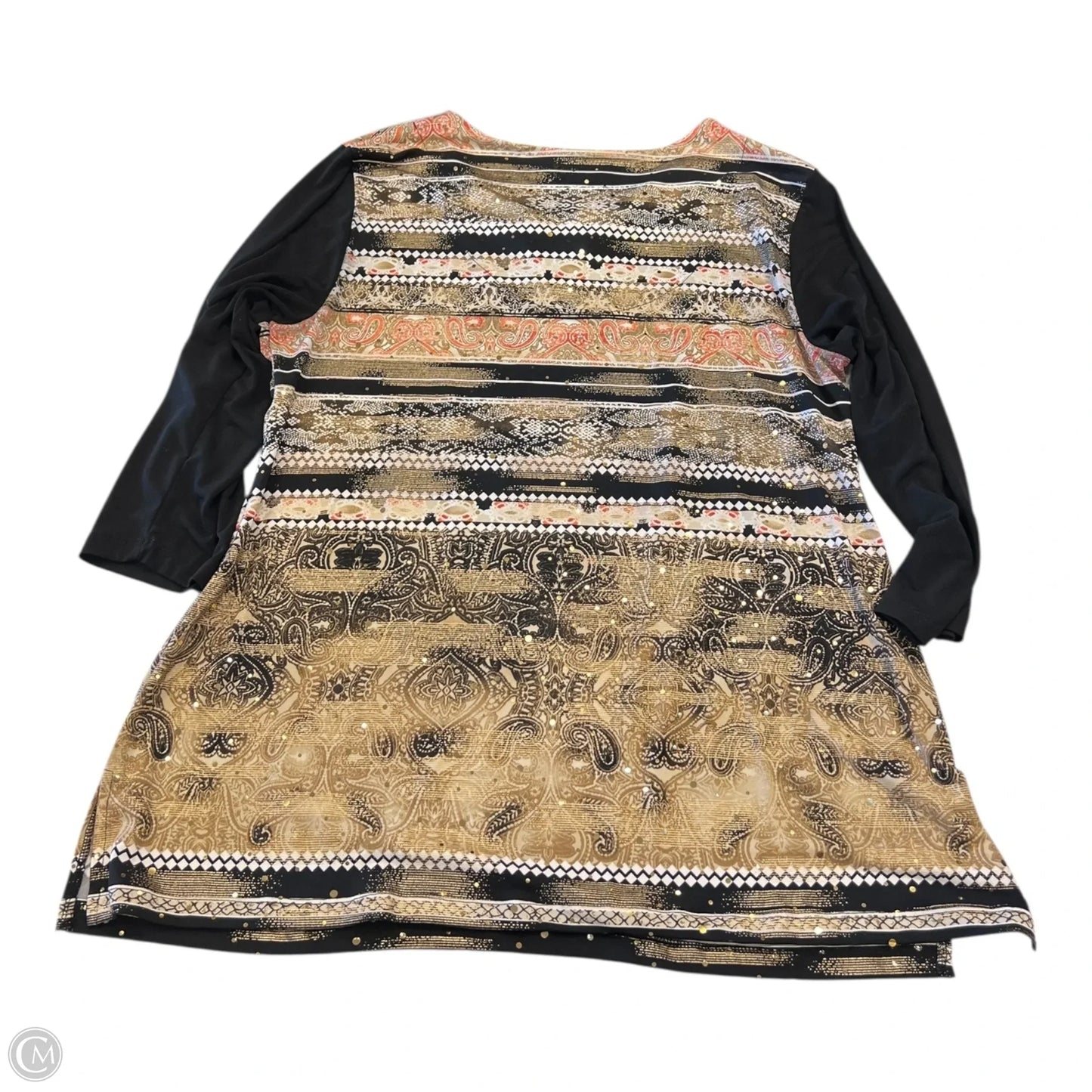 Top 3/4 Sleeve By Jm Collections In Tan, Size: L