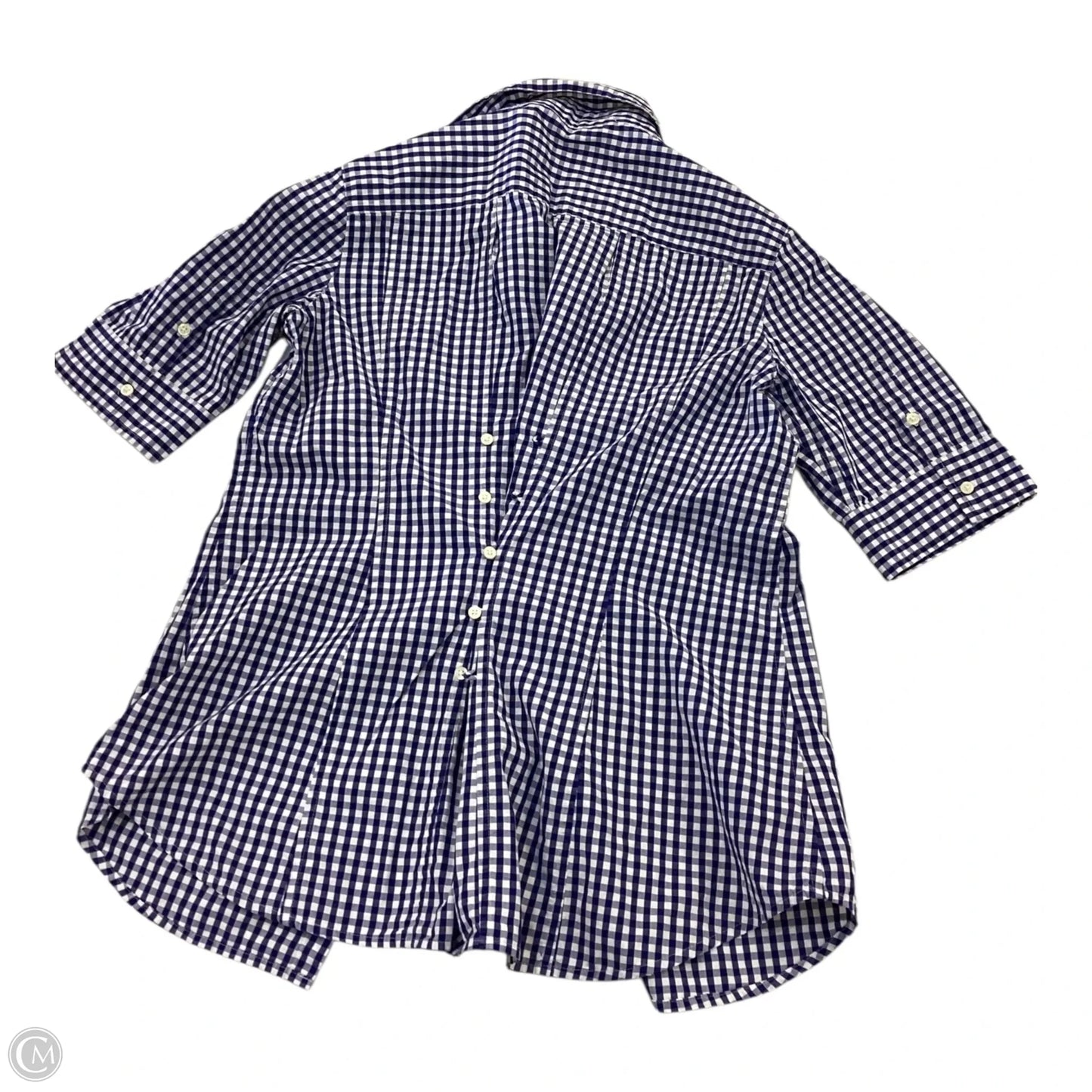 Top Short Sleeve By Banana Republic In Blue & White, Size: S