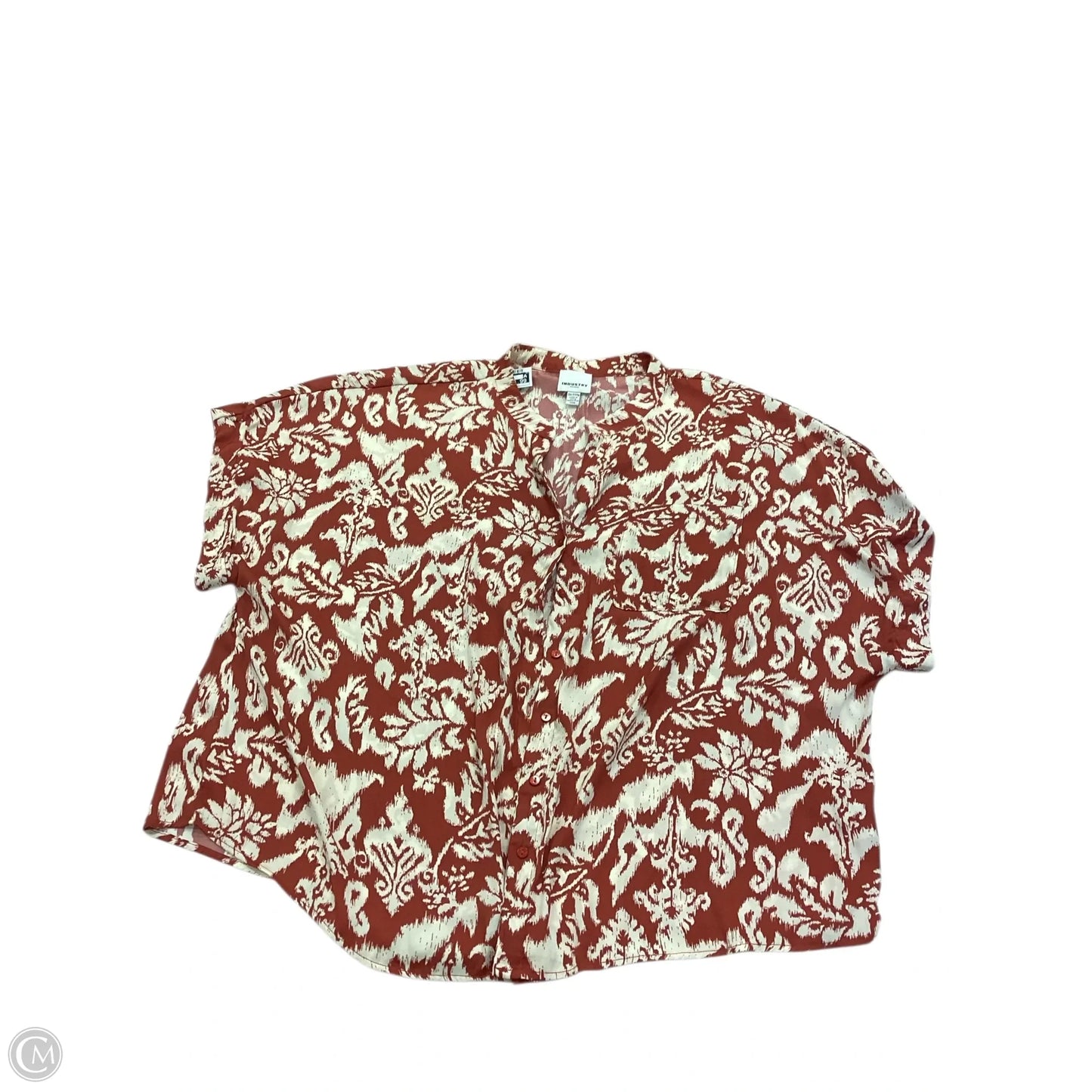 Blouse Short Sleeve By Industry In Orange & White, Size: 3x