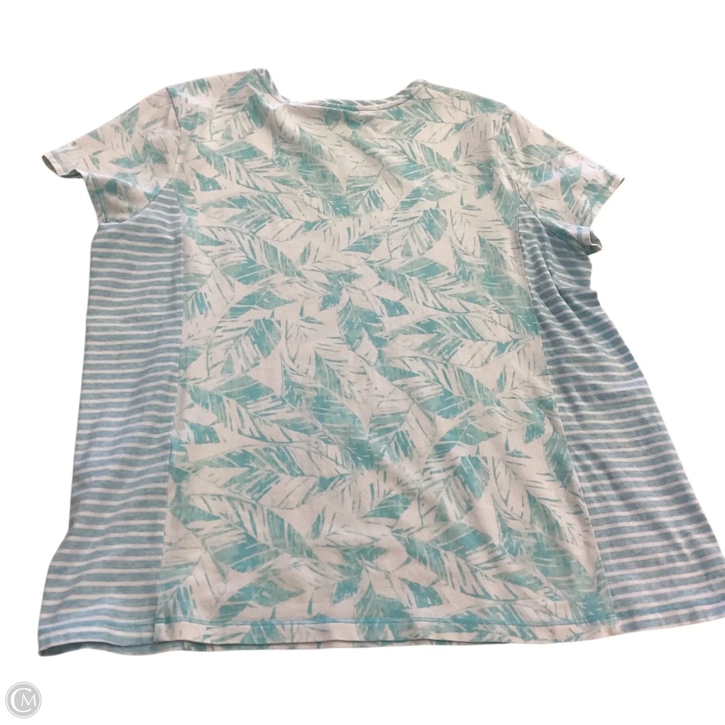 Top Short Sleeve By Chicos In Blue & White, Size: Xl
