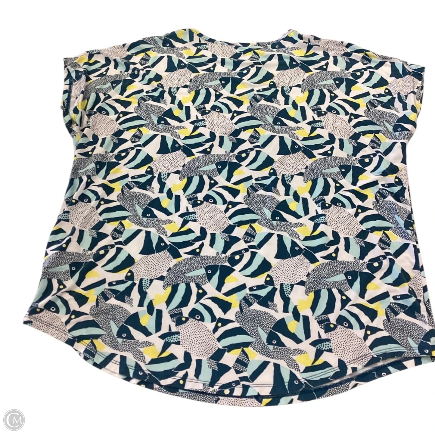 Top Short Sleeve By Lands End In Blue & White, Size: Xl