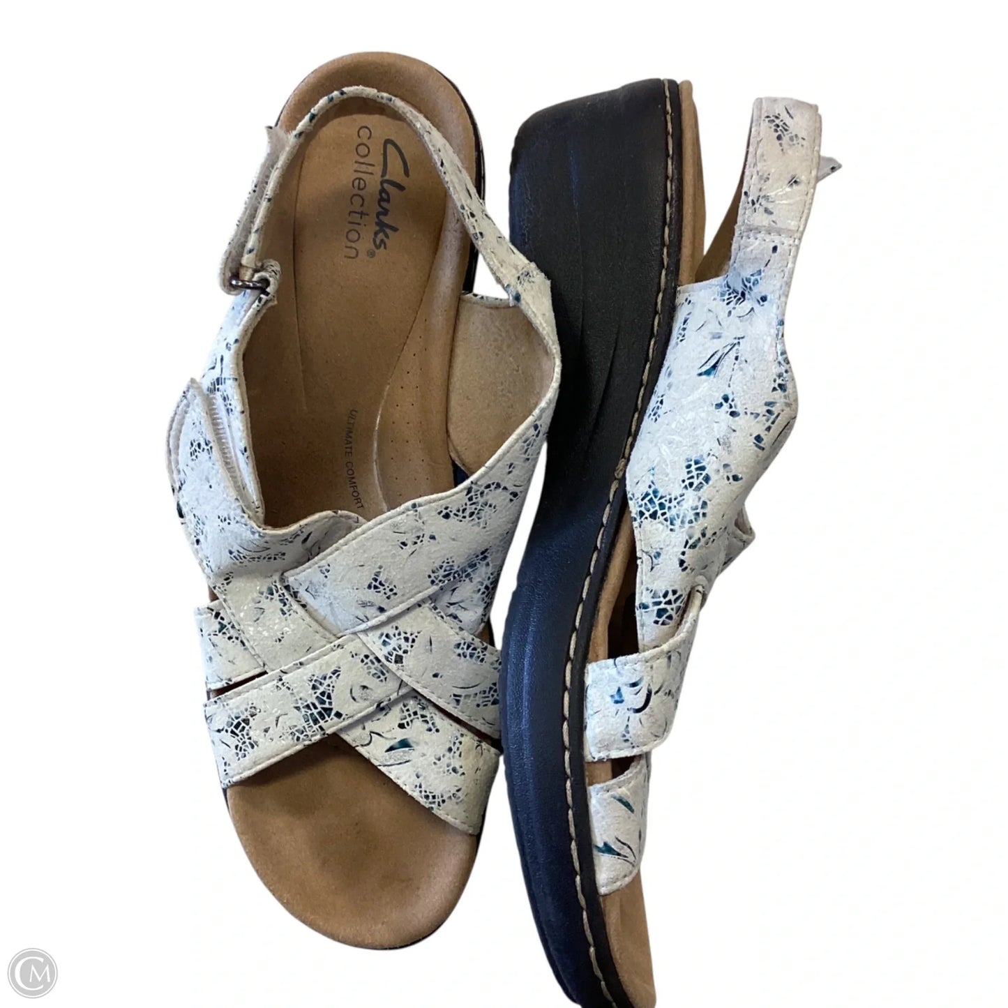 Sandals Heels Block By Clarks In Blue, Size: 11