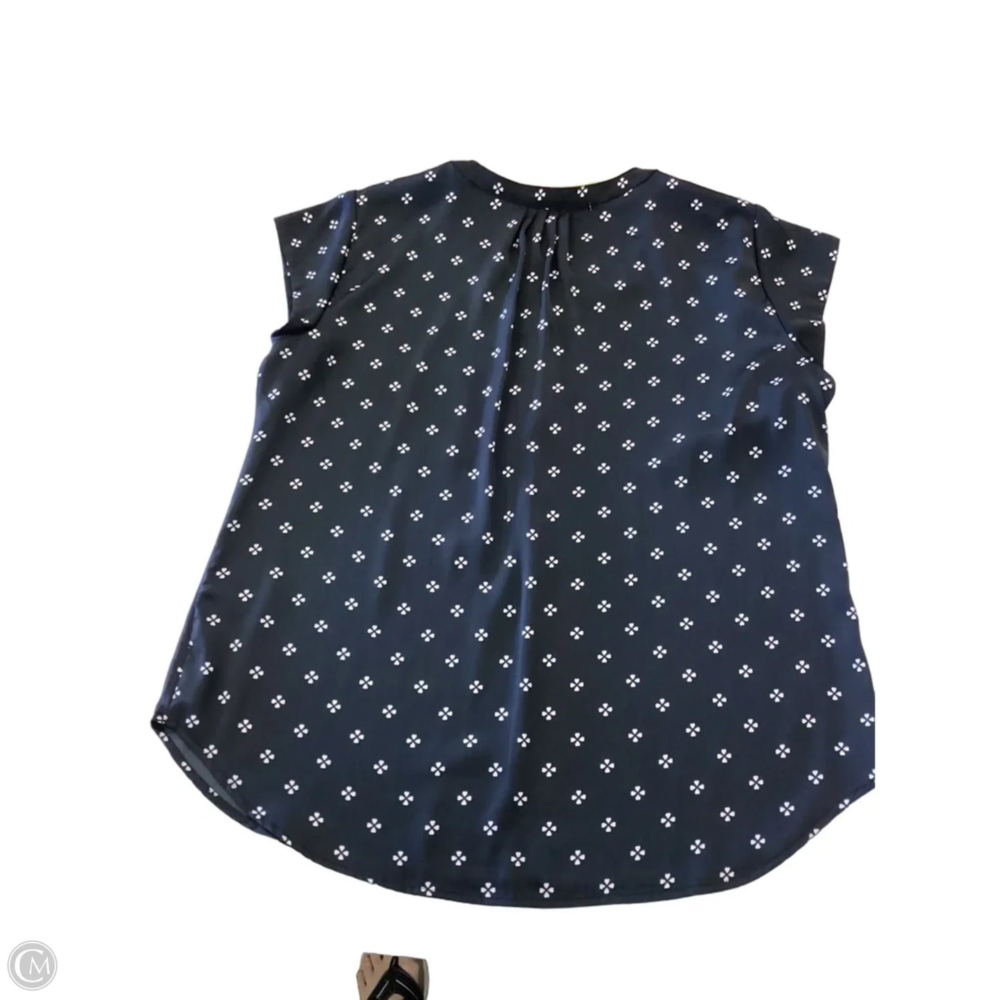 Blouse Short Sleeve By Liz Claiborne In Black & White, Size: L
