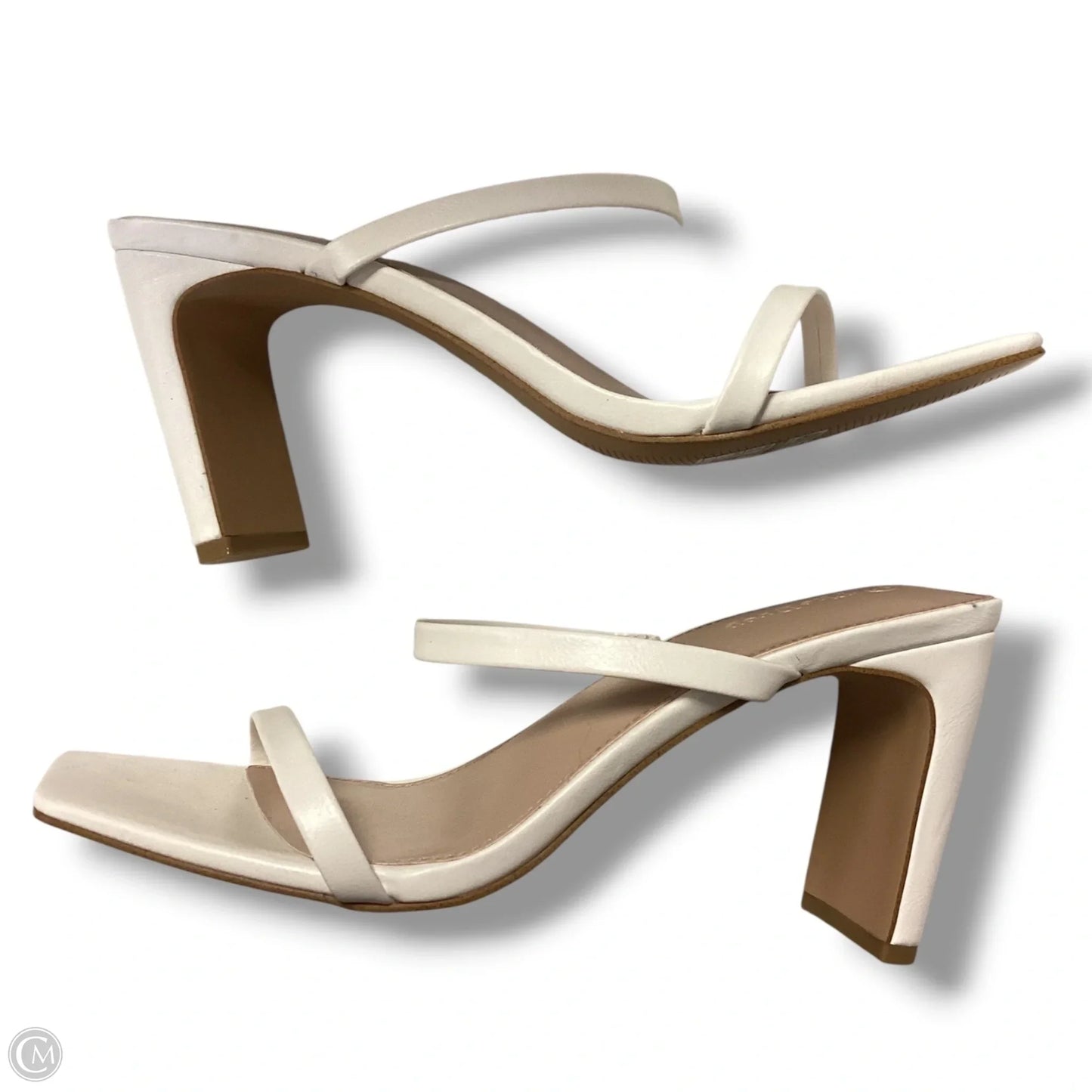 Sandals Heels Block By The Drop In White, Size: 9