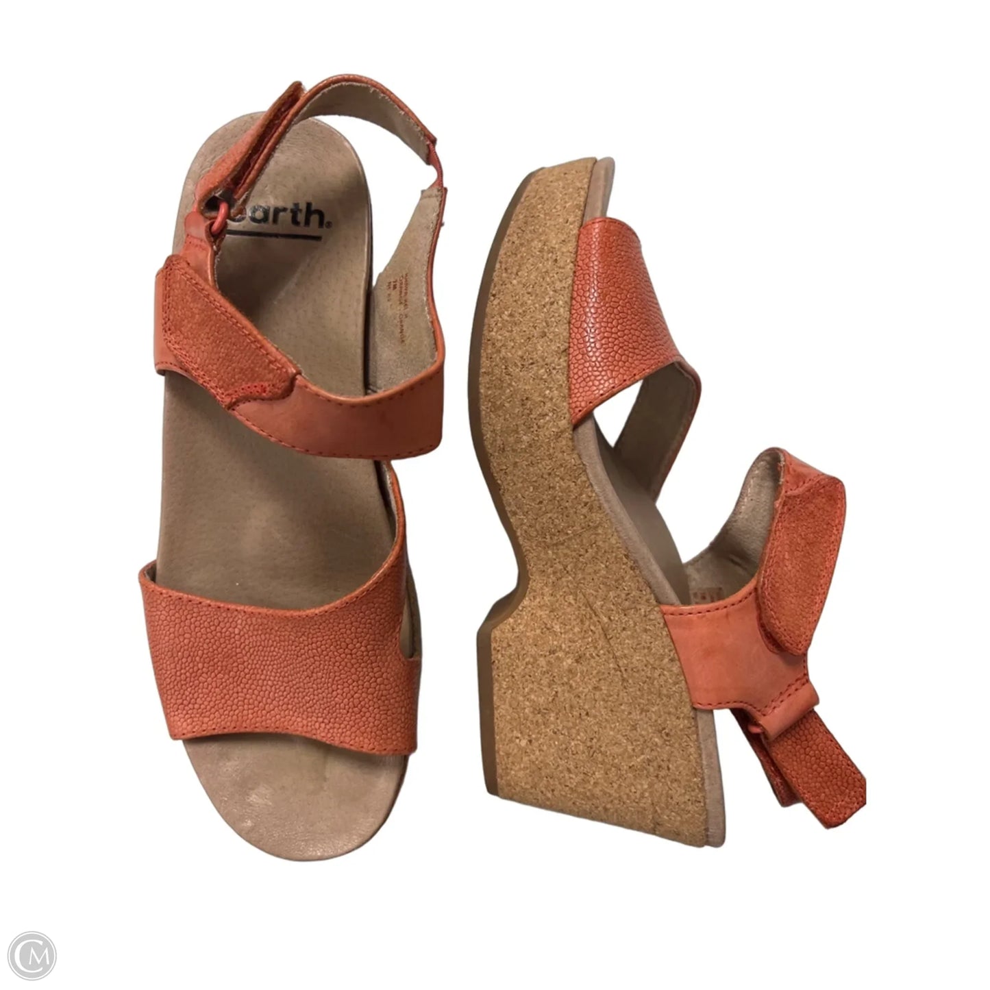 Sandals Heels Wedge By Earth In Orange, Size: 7