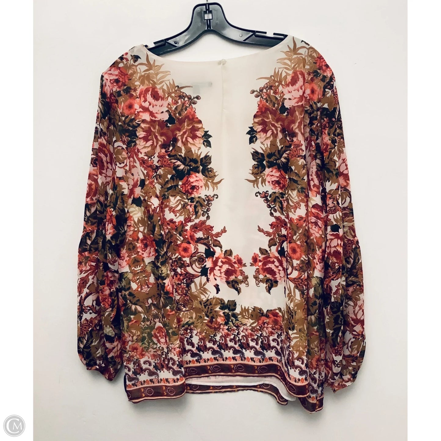 Top Long Sleeve By Zac And Rachel In Floral Print, Size: 2x