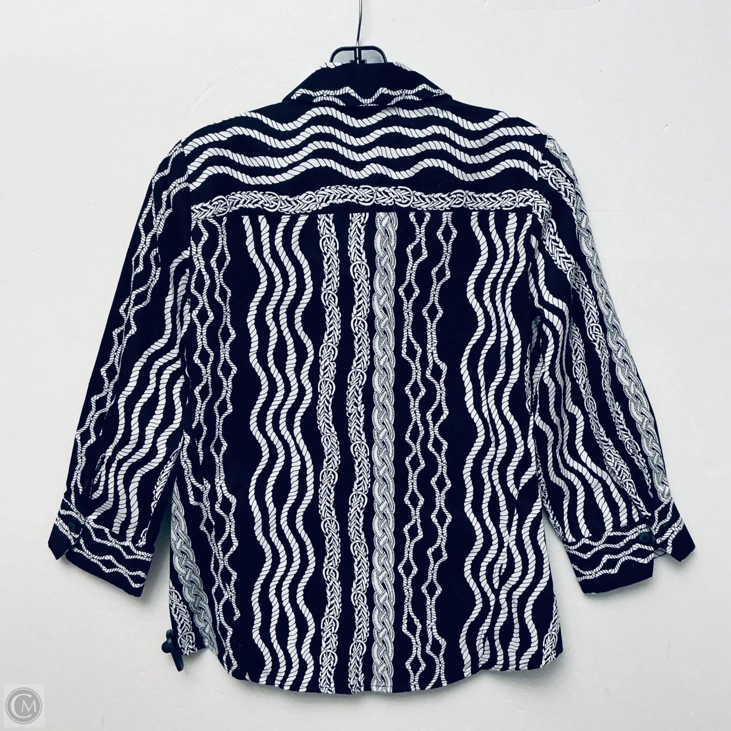 Top Long Sleeve By Foxcroft In Black & White, Size: Xs