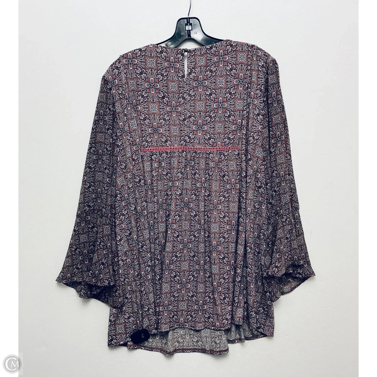 Top Long Sleeve By Roz And Ali In Red & White, Size: 1x