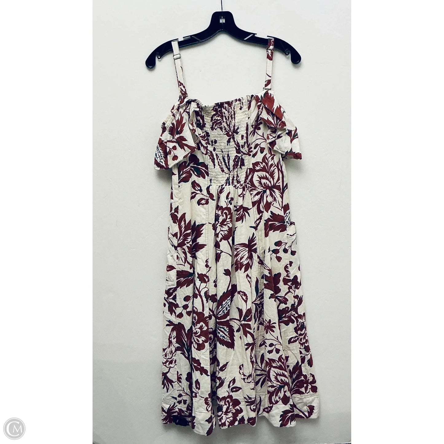 Dress Casual Midi By Anthropologie In Red & White, Size: M