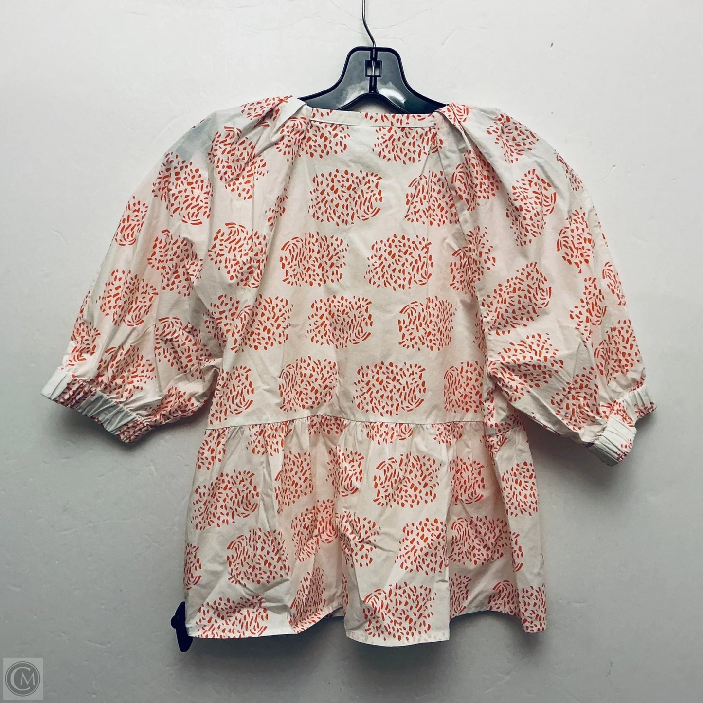 Top Short Sleeve By Anthropologie In Orange & White, Size: Xsp