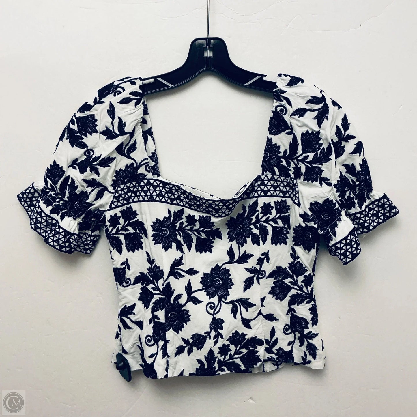 Top Short Sleeve By Antonio Melani In Blue & White, Size: M