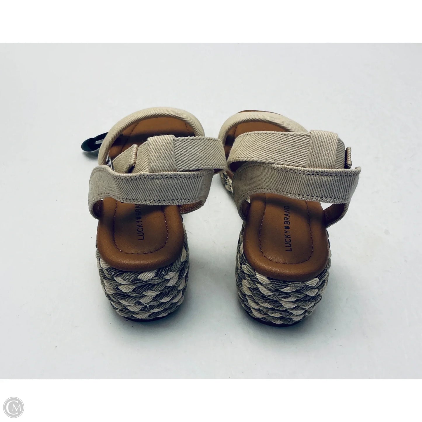 Sandals Heels Platform By Lucky Brand In Brown & Cream, Size: 10