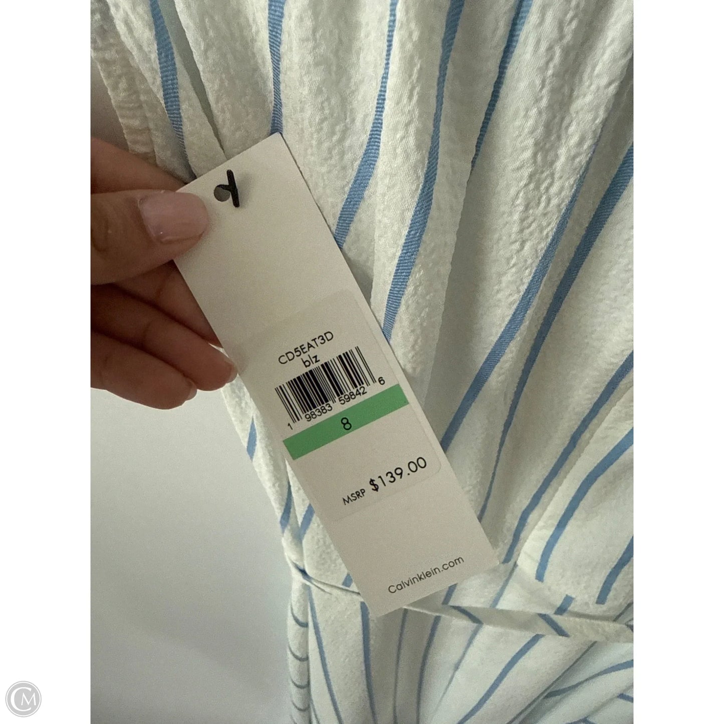 Dress Casual Midi By Calvin Klein In Striped Pattern, Size: M