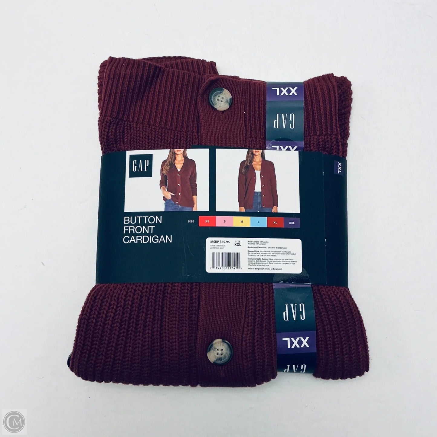 Sweater Cardigan By Gap In Maroon, Size: Xxl