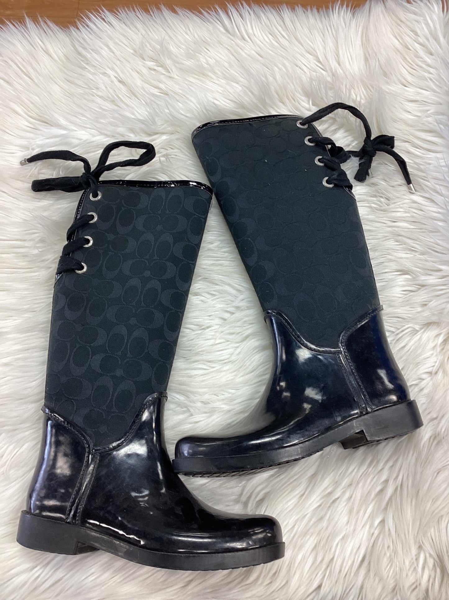 Boots Designer By Coach In Black, Size:7.5