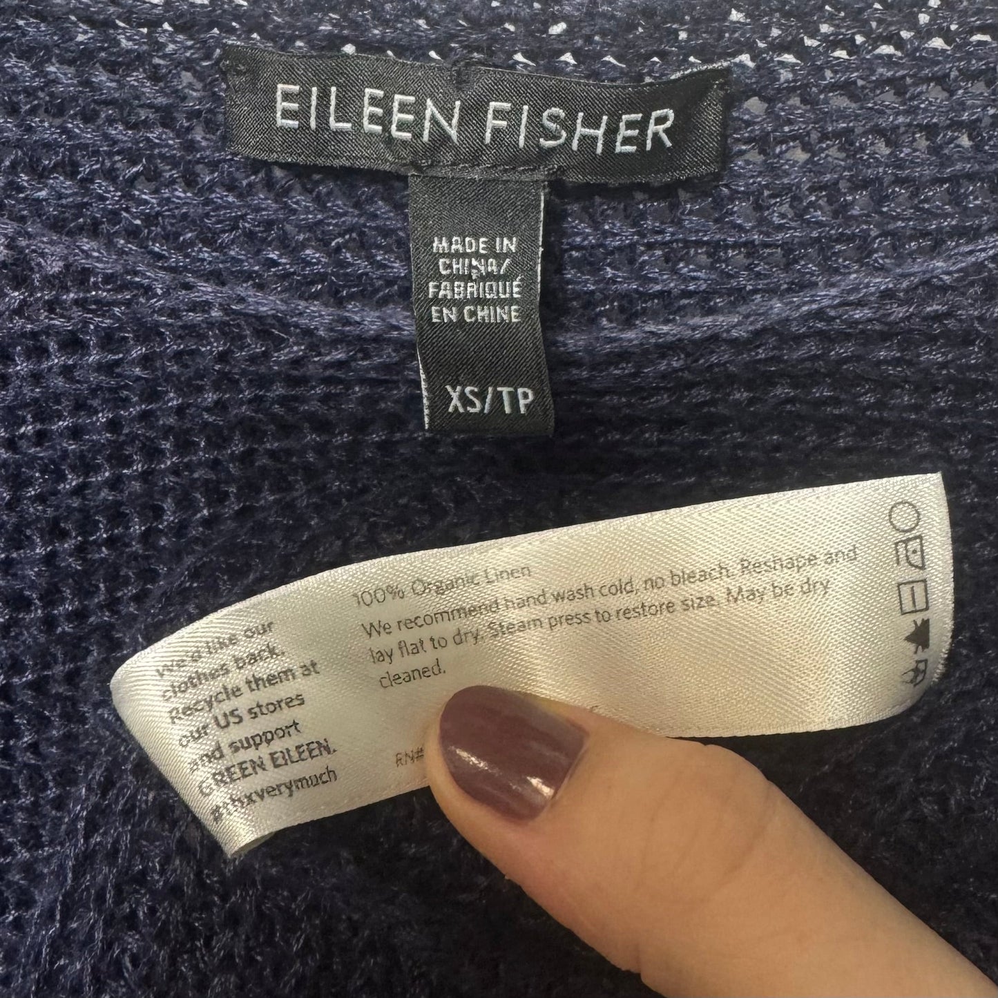 Linen Sweater By Eileen Fisher In Navy, Size: Xs